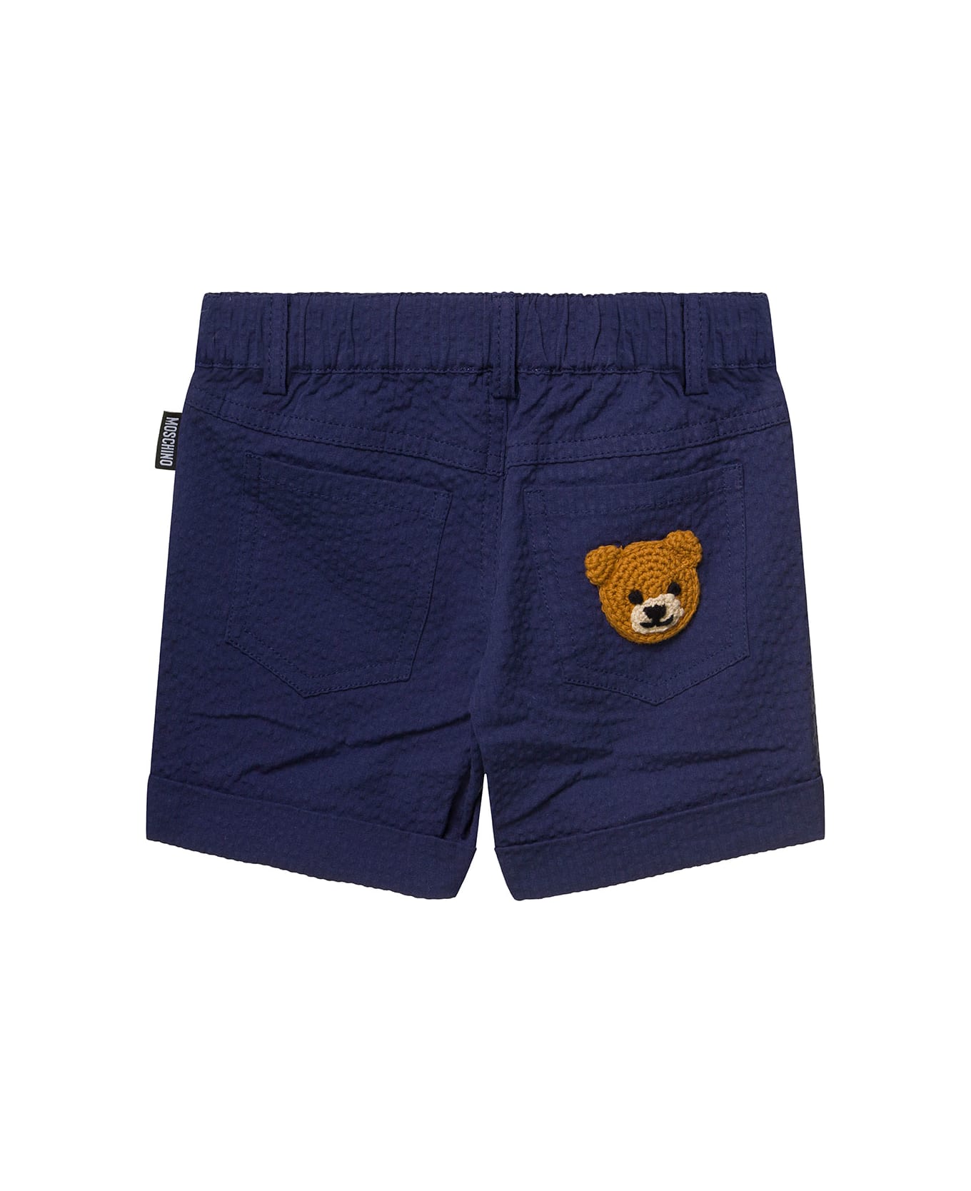 Moschino Blue Shorts With Teddy Bear Embroidery In Stretch Cotton Baby - Blu ボトムス