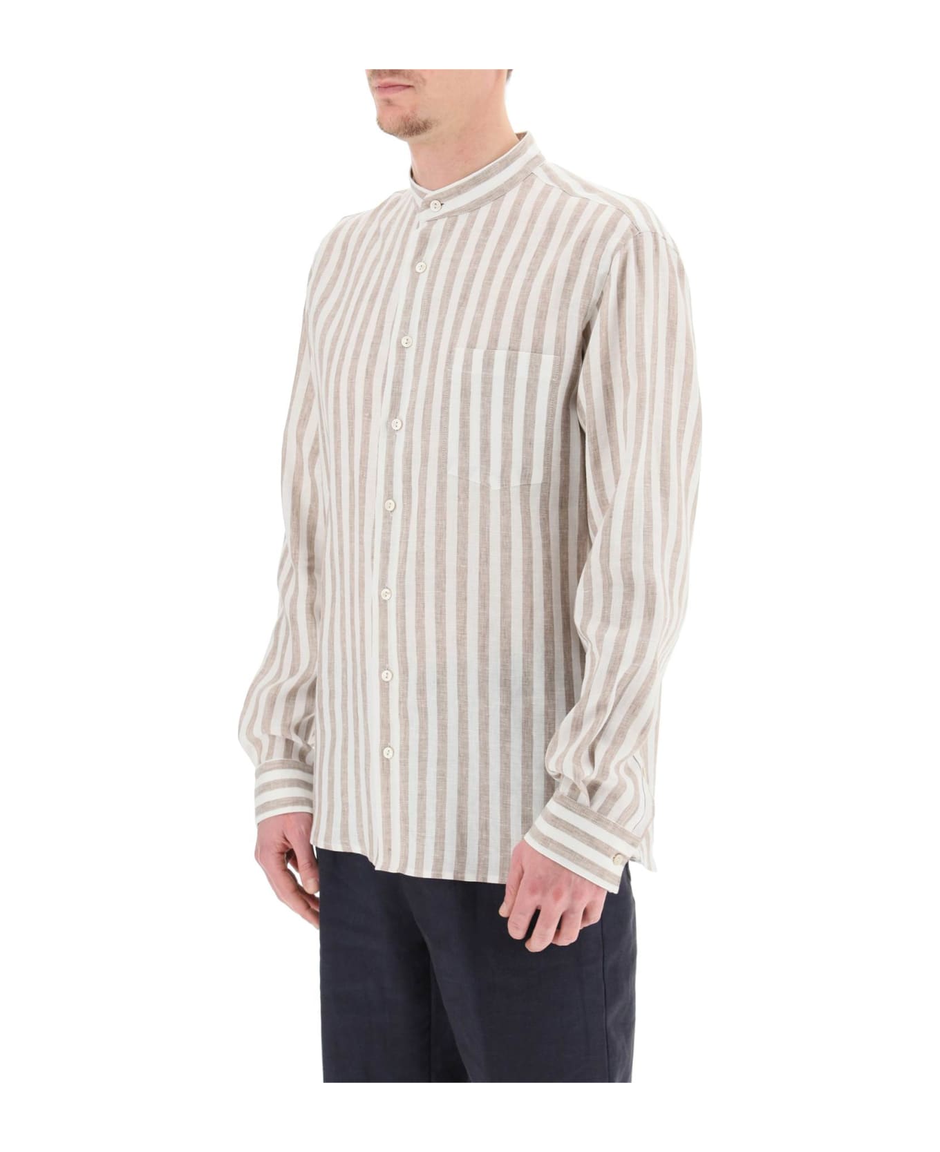 Agnona Striped Linen Shirt - LINEN (White) シャツ