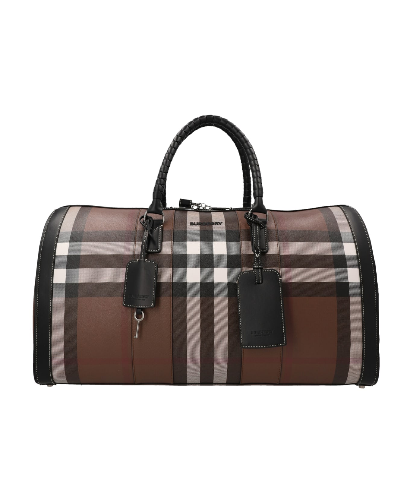 Burberry Tartan Pattern Duffel Bag - Brown