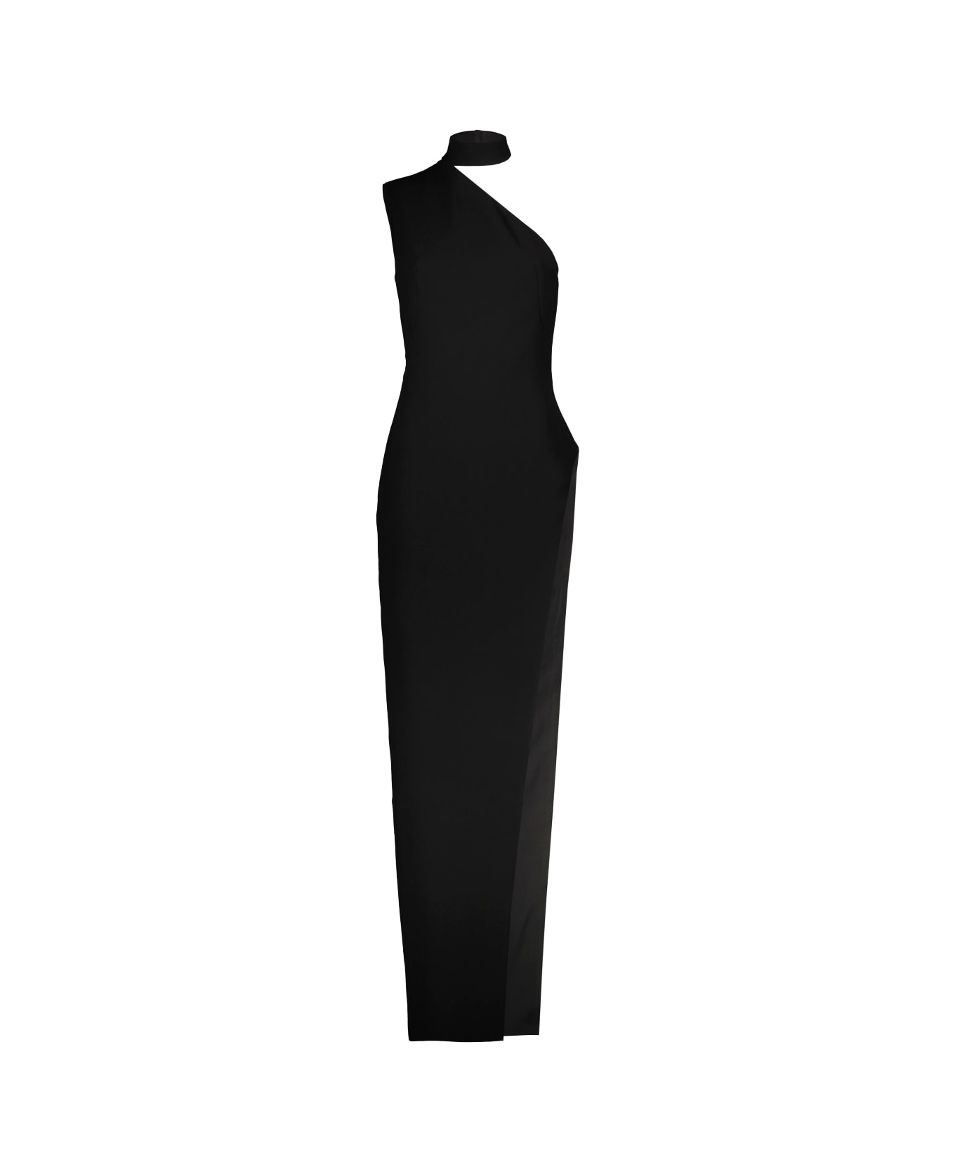 Monot Asymmetric Shoulder Dress - Black