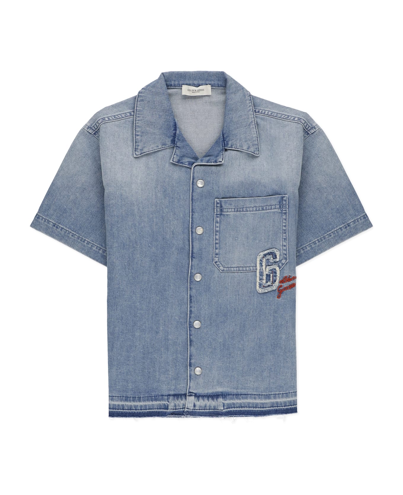 Golden Goose Denim Shirt With Logo - Blue
