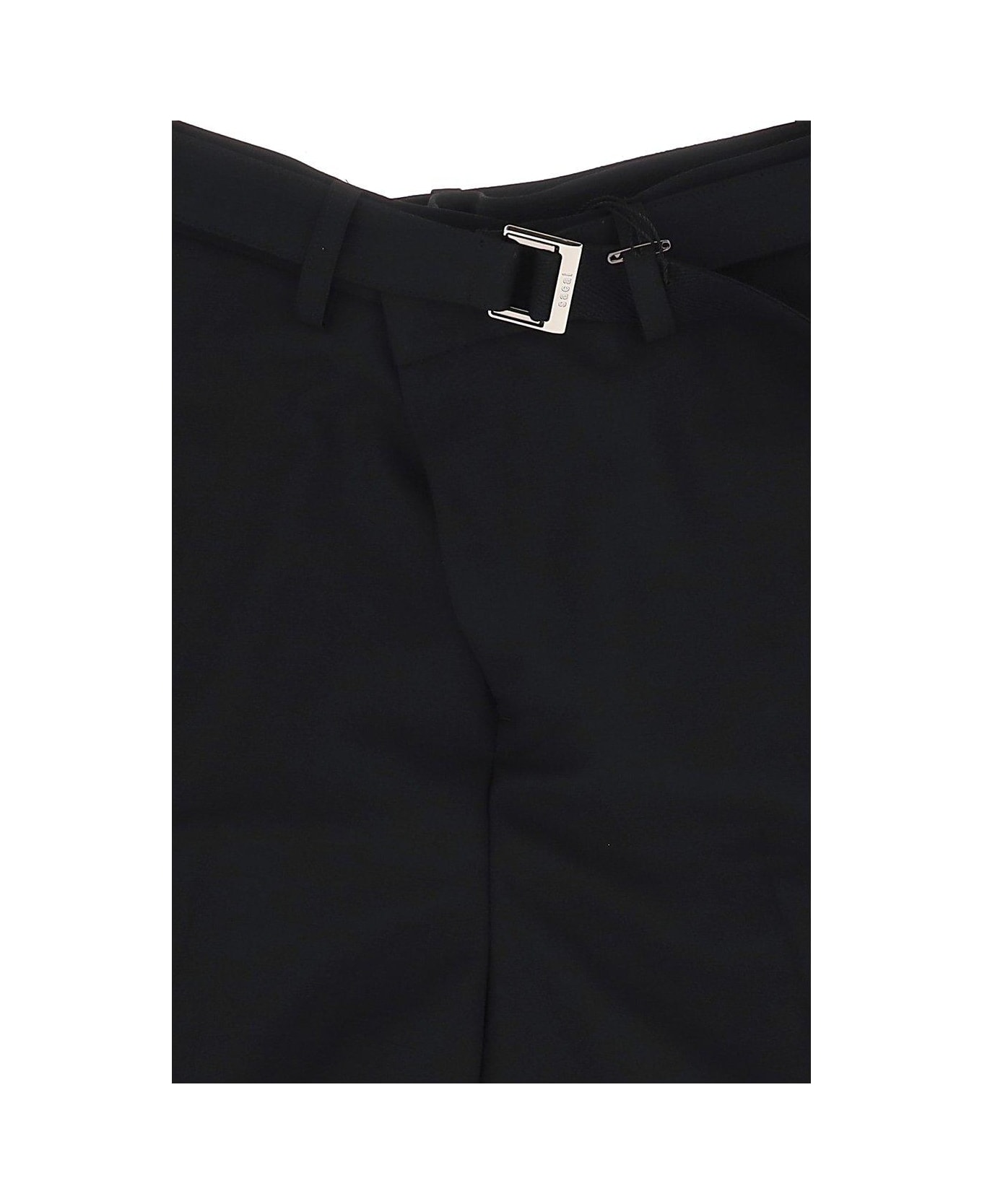 Sacai Logo-engraved Belted Bermuda Shorts - BLACK