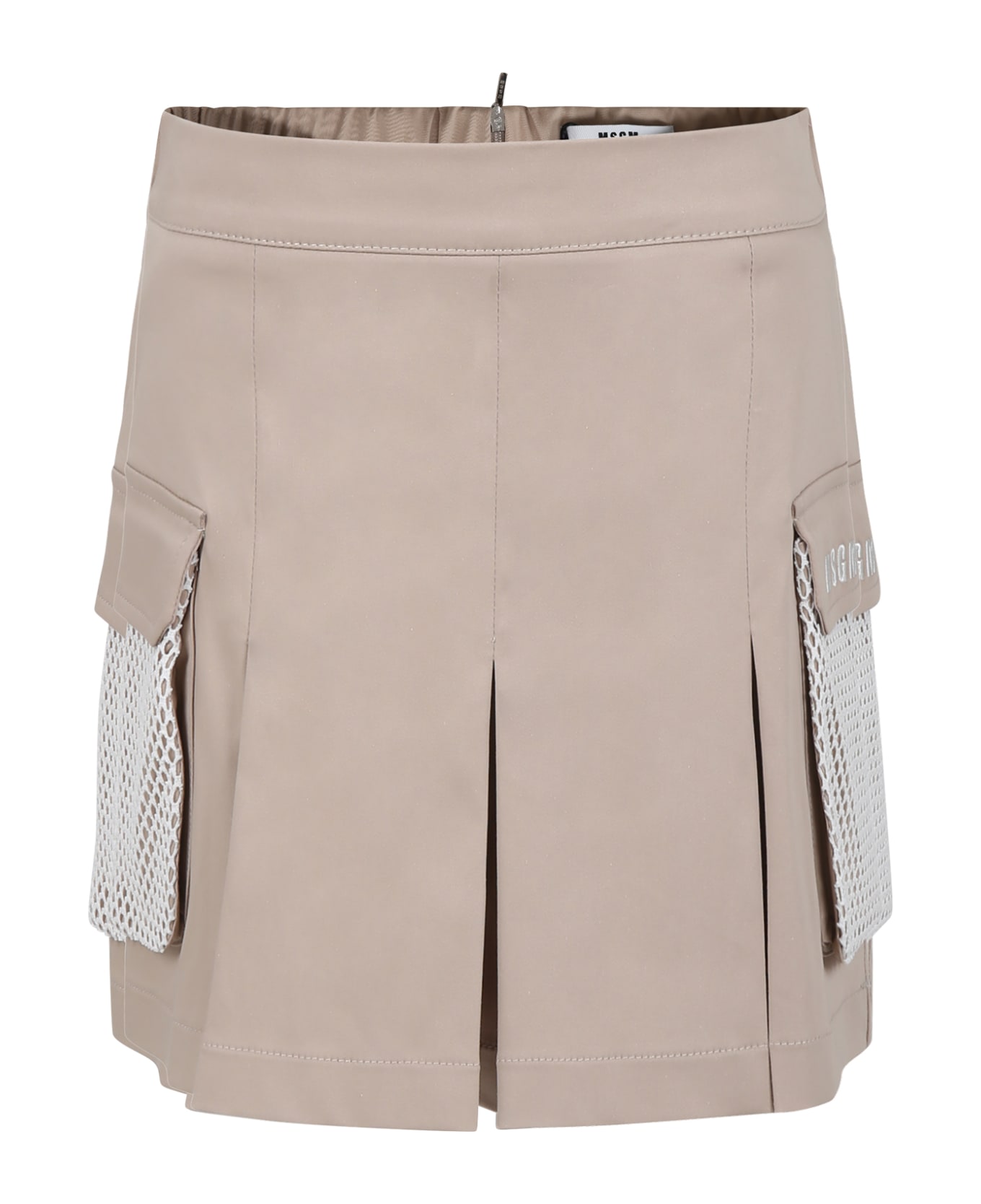 MSGM Beige Skirt Or Girl With Logo