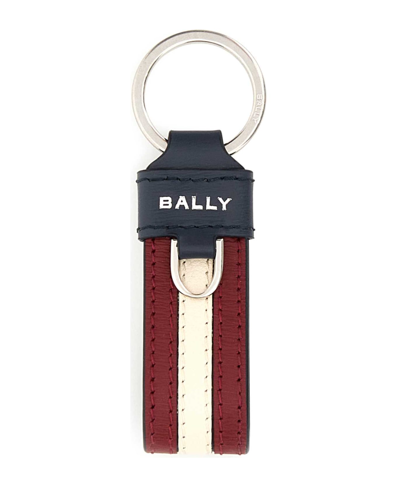 Bally Two-tone Leather Key Ring - BLACK