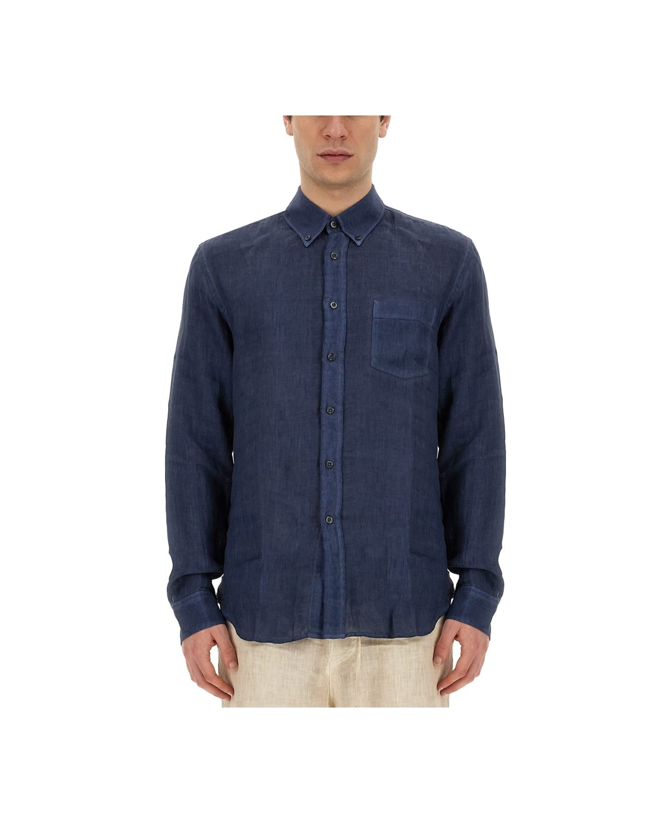 120% Lino Linen Shirt - BLUE シャツ