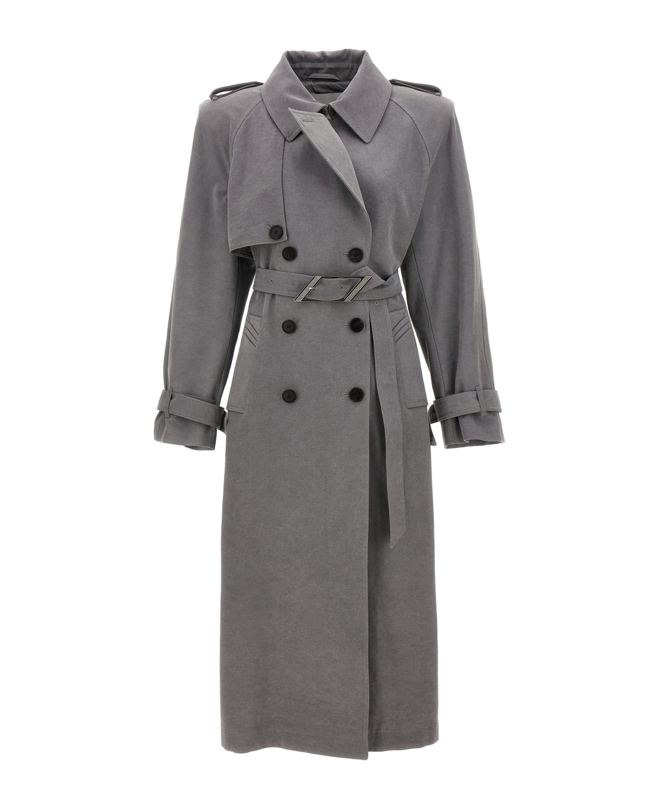 The Attico Double-breasted Trench Coat - Gray