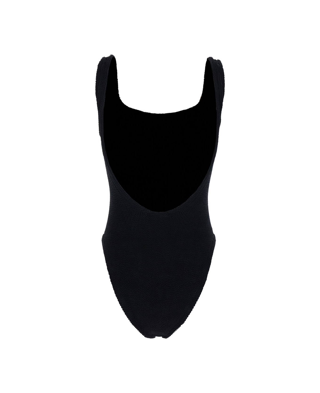 Hunza G Black One-piece Swimsuit With Squared Neckline In Ribbed Stretch Polyamide Woman - Black
