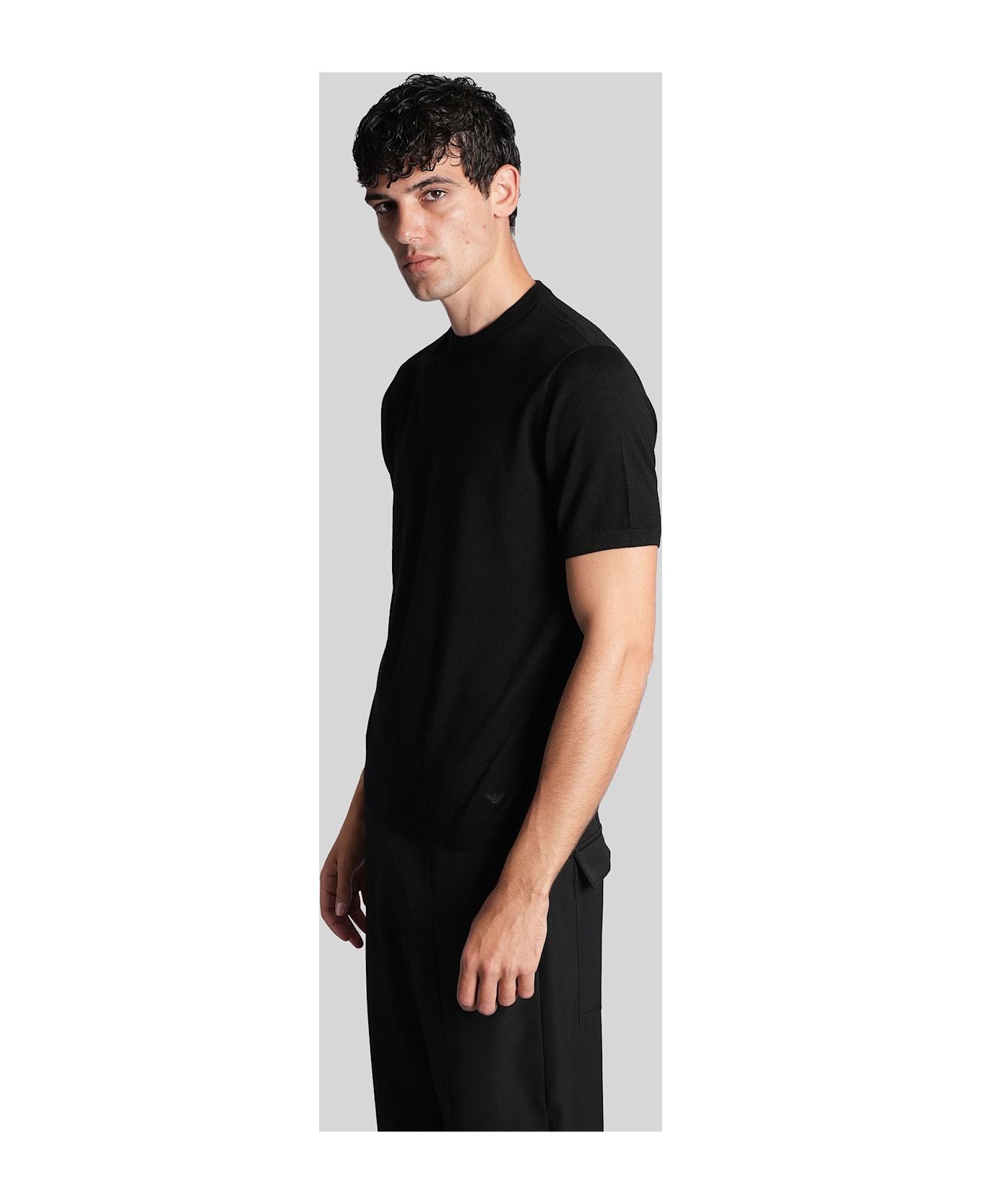 Emporio Armani T-shirt In Black Wool - black