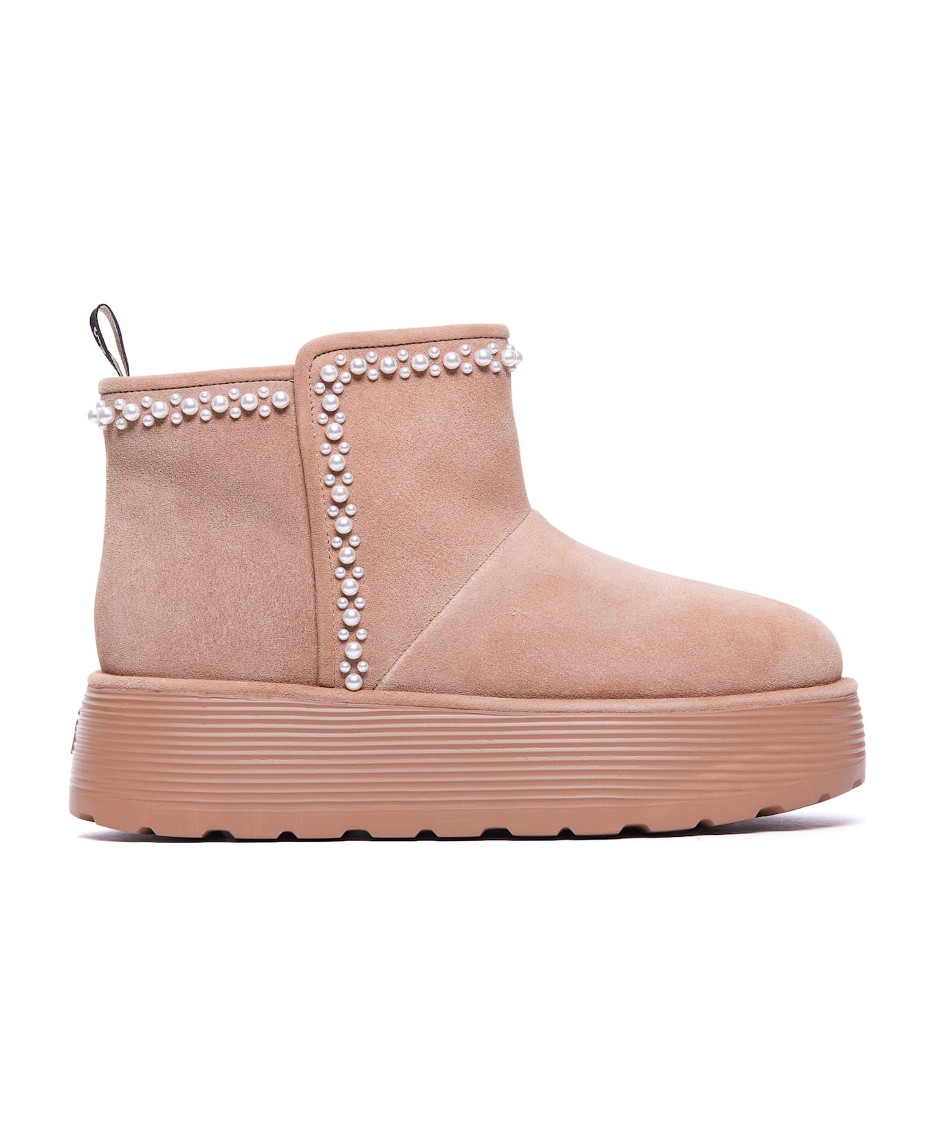 Stuart Weitzman Nellie Pearl Flatform Booties - Beige