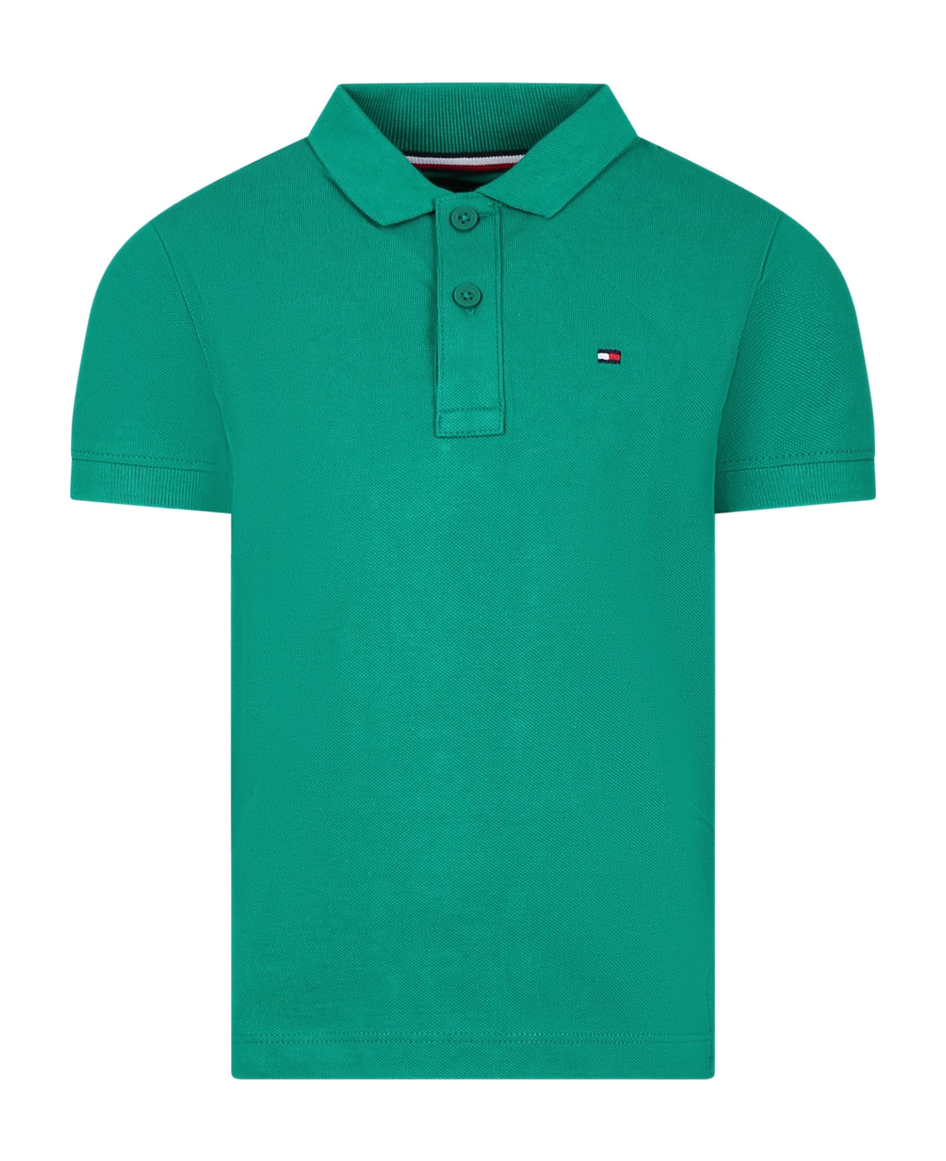 Tommy Hilfiger Green Polo Shirt For Boy With Logo - Green