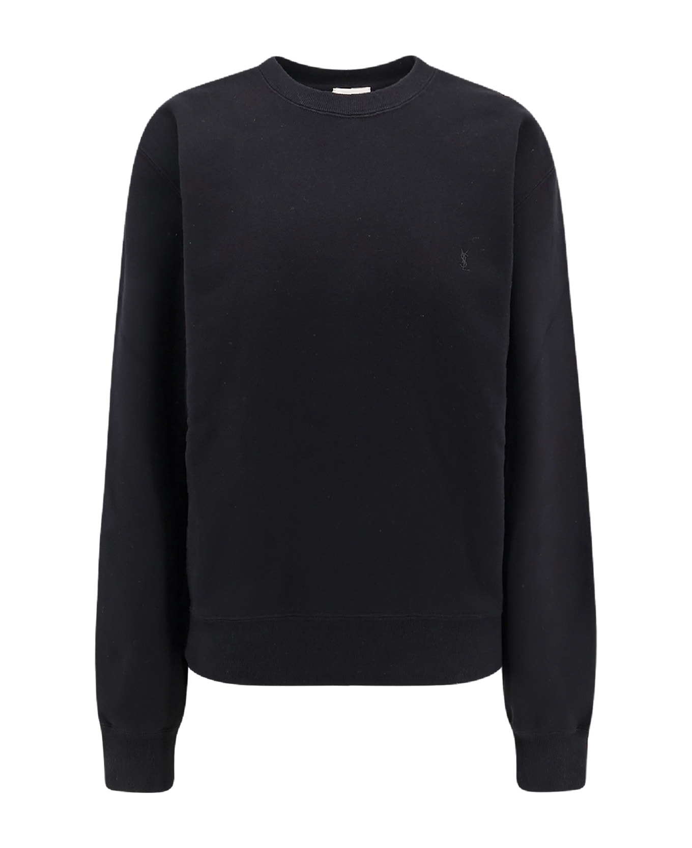 Saint Laurent Certified Cotton Sweatshirt With Cassandre Embroidery - Black