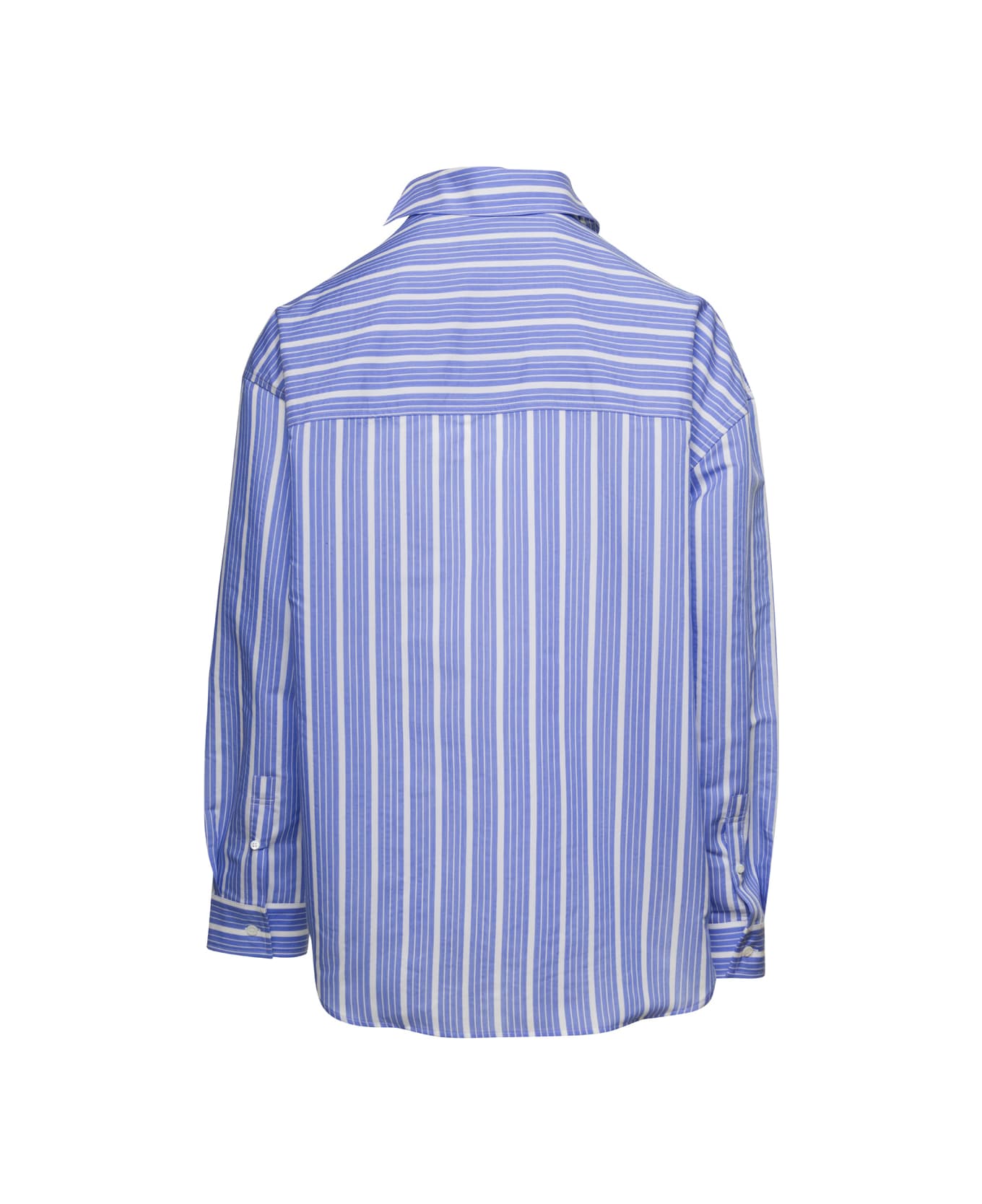 Jacquemus Cuadro Striped Silk-blend Shirt - Jcqud bus. lg stp blue/wh