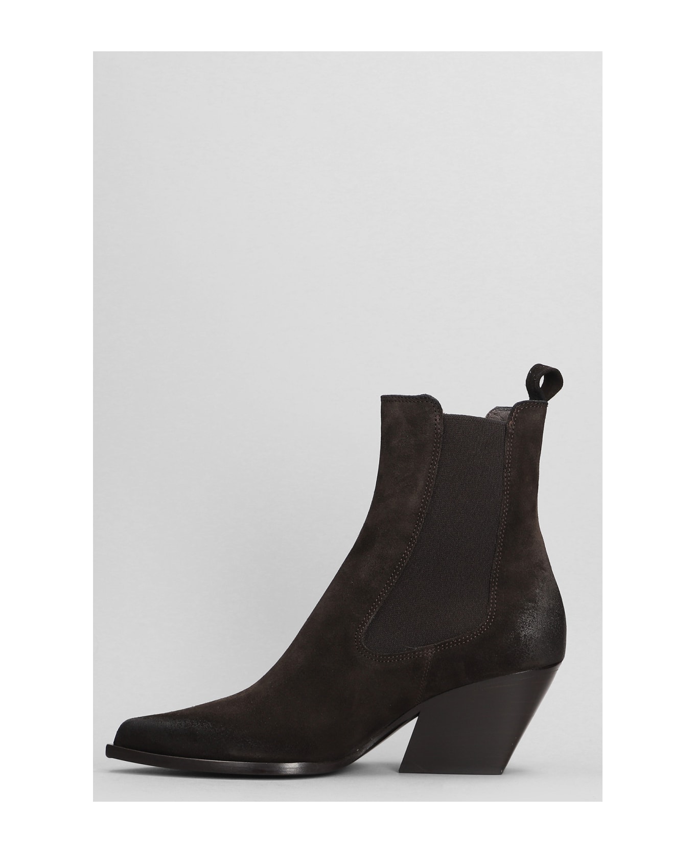 Elena Iachi Texan Ankle Boots In Brown Suede - brown