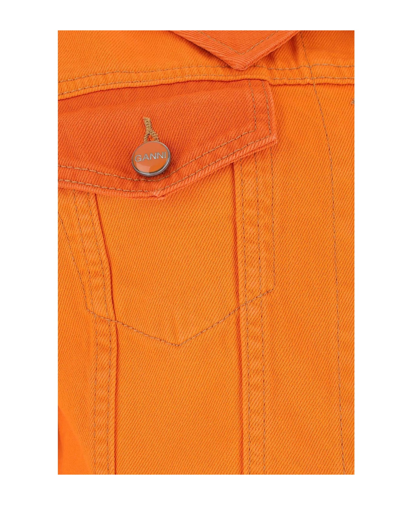 ★Ganni★ Cropped Denim Short Jacket Orange J1164493 J116449 Ganni Orange Denim Jacket | italist