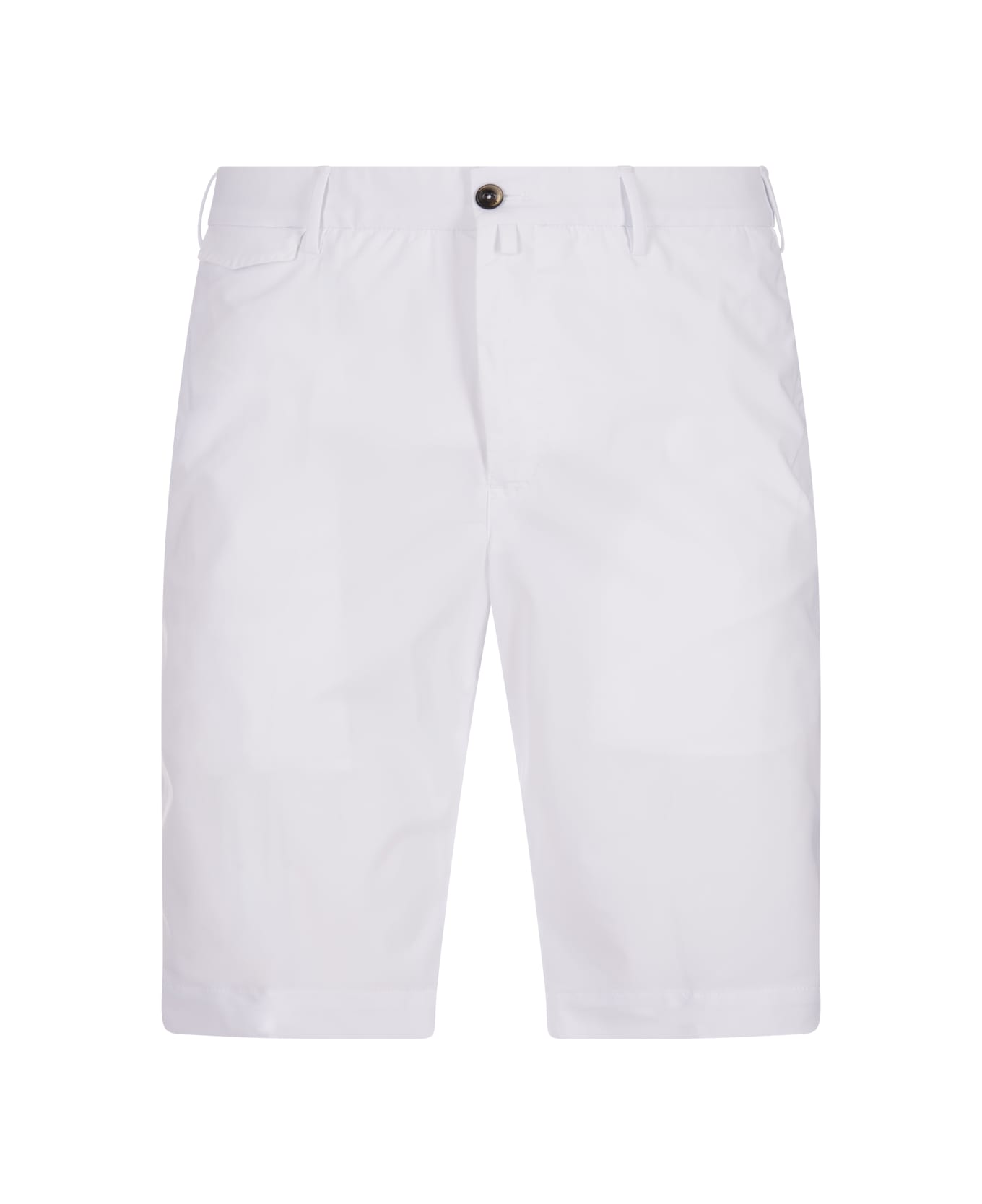 PT Bermuda White Stretch Cotton Shorts - White ショートパンツ