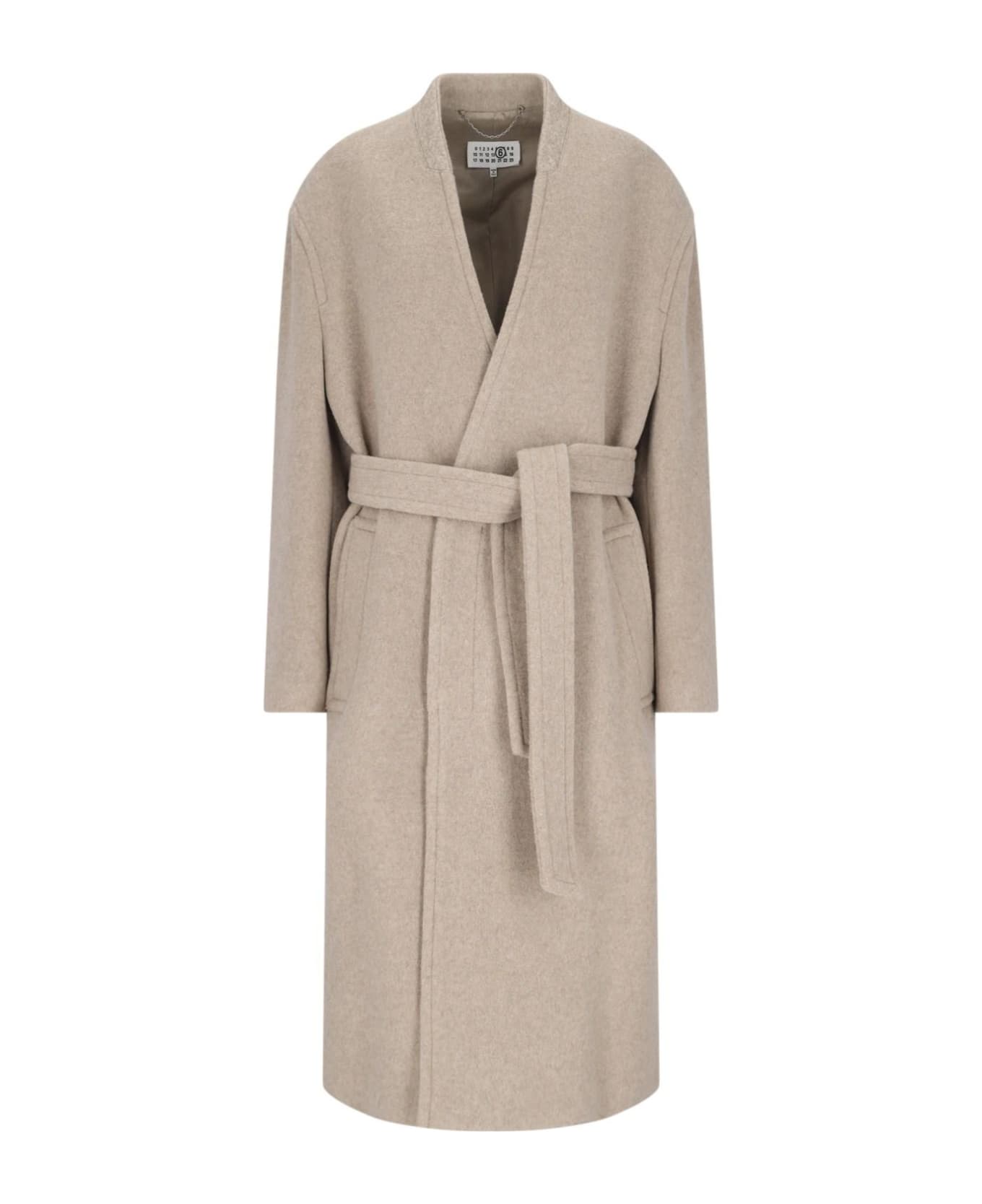 MM6 Maison Margiela Midi Belted Coat - Beige