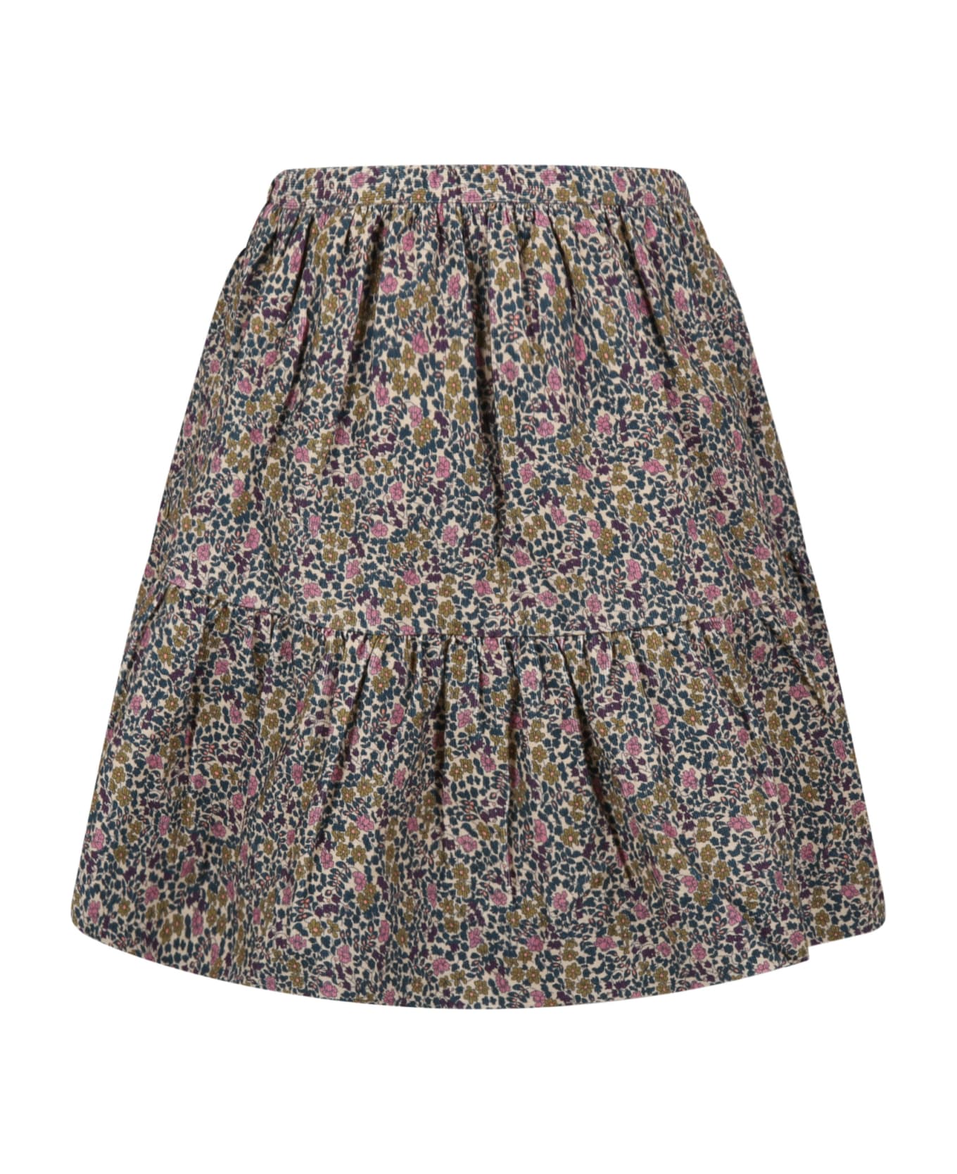 Bonpoint Ivory Skirt For Girl With Flowers - Multicolor