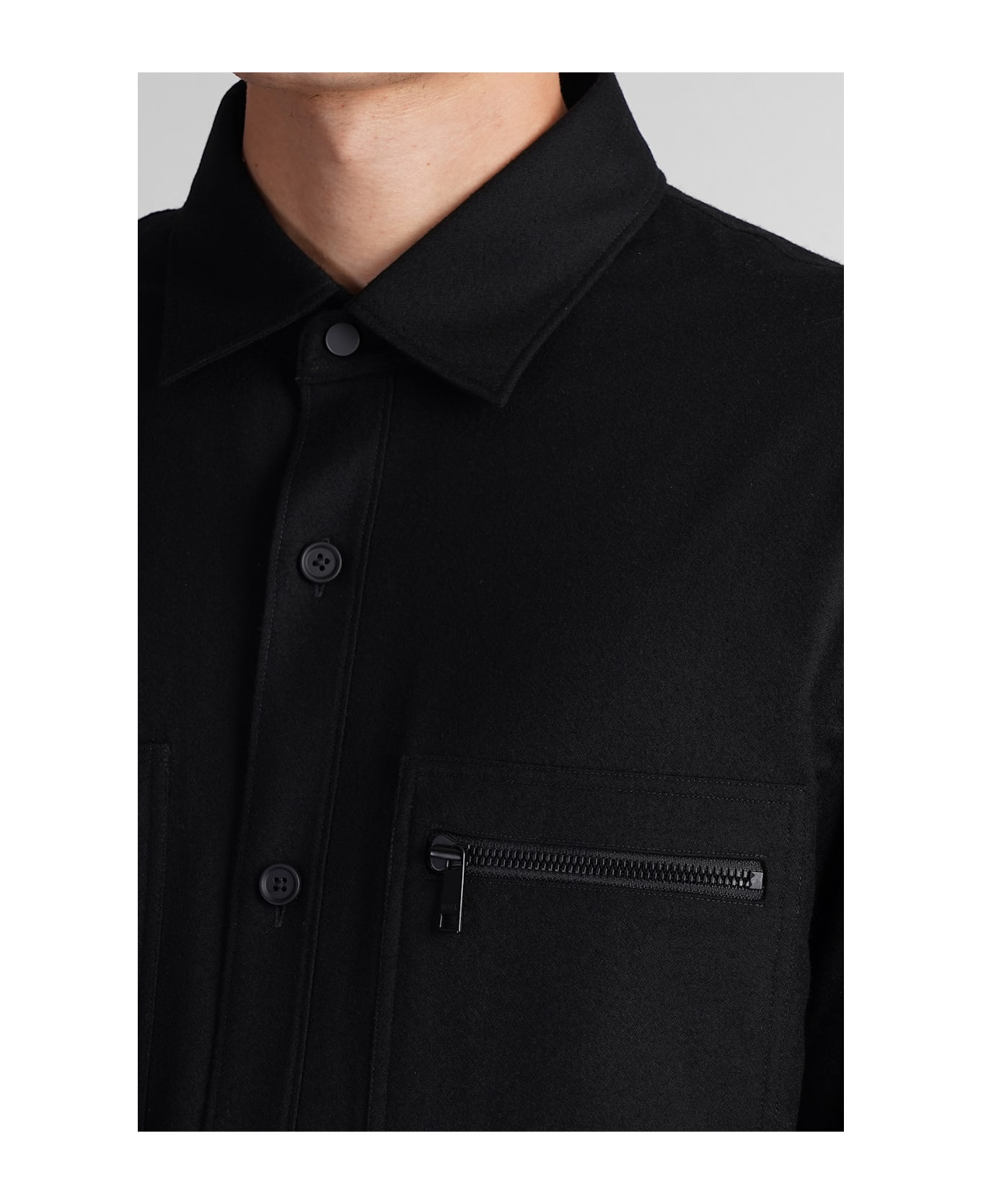 Zegna Casual Jacket In Black Wool - black