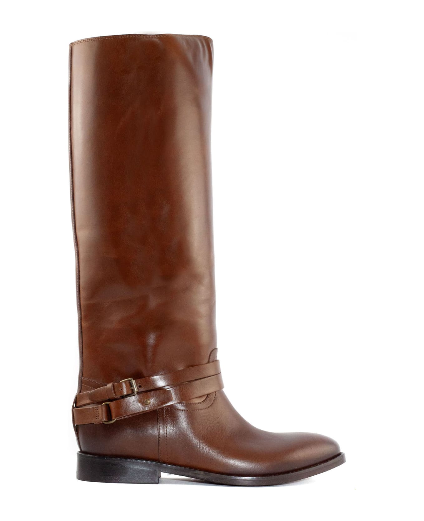 Strategia Light Brown Leather High Boot - Brown