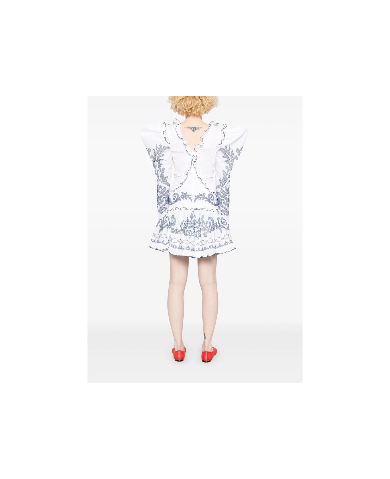 ALEMAIS Dress - WHITE/BLUE