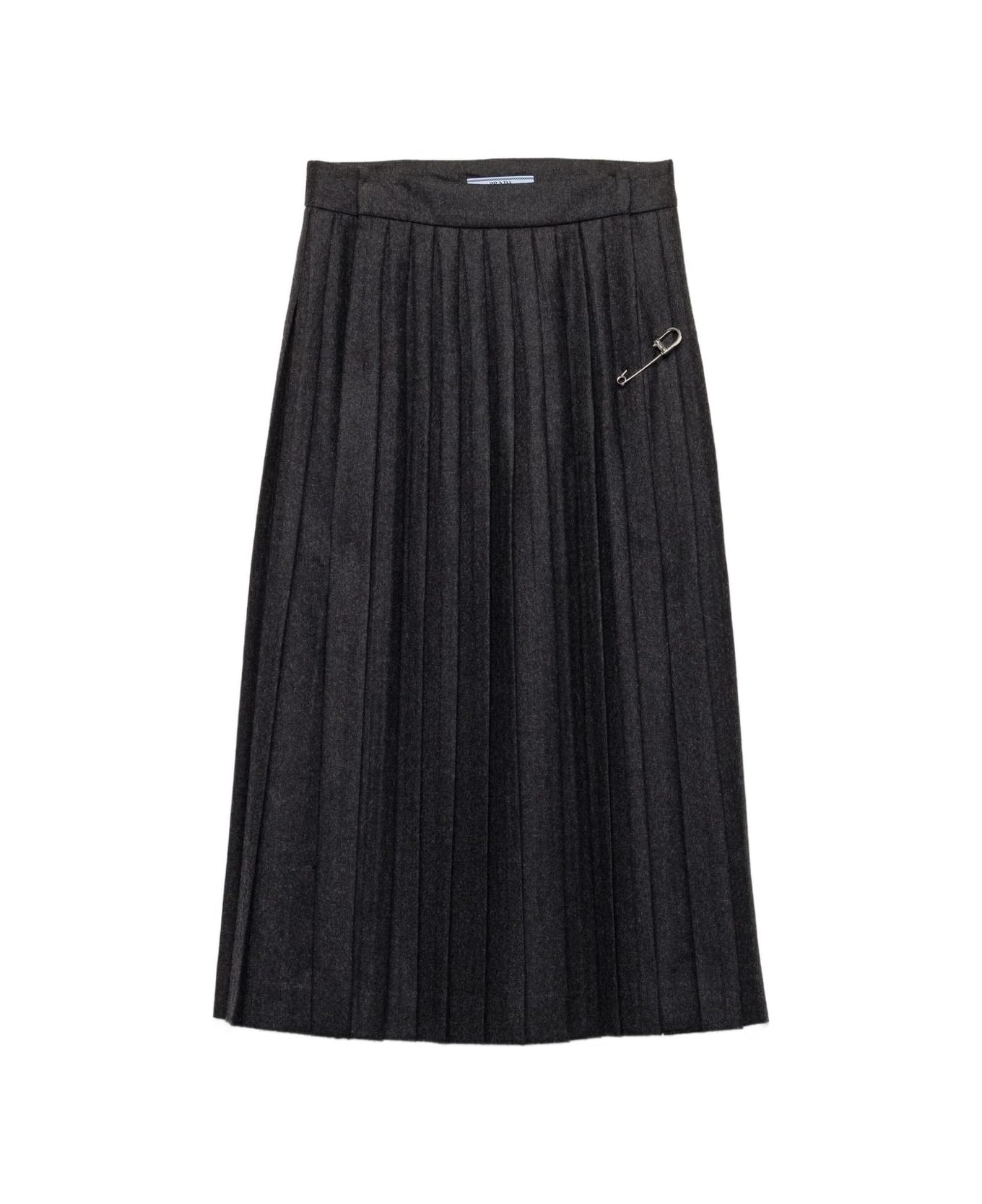 Prada Gray Pleated Skirt - Grey