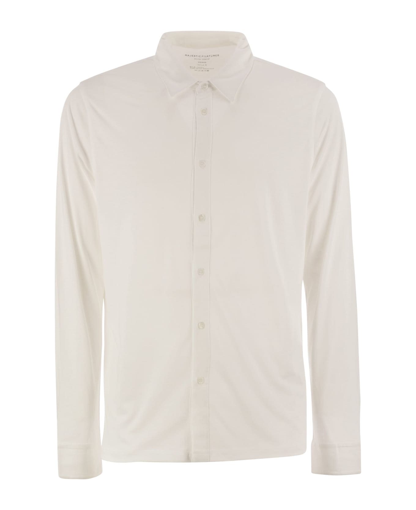 Majestic Filatures Long-sleeved Lyocell And Cotton Shirt - White