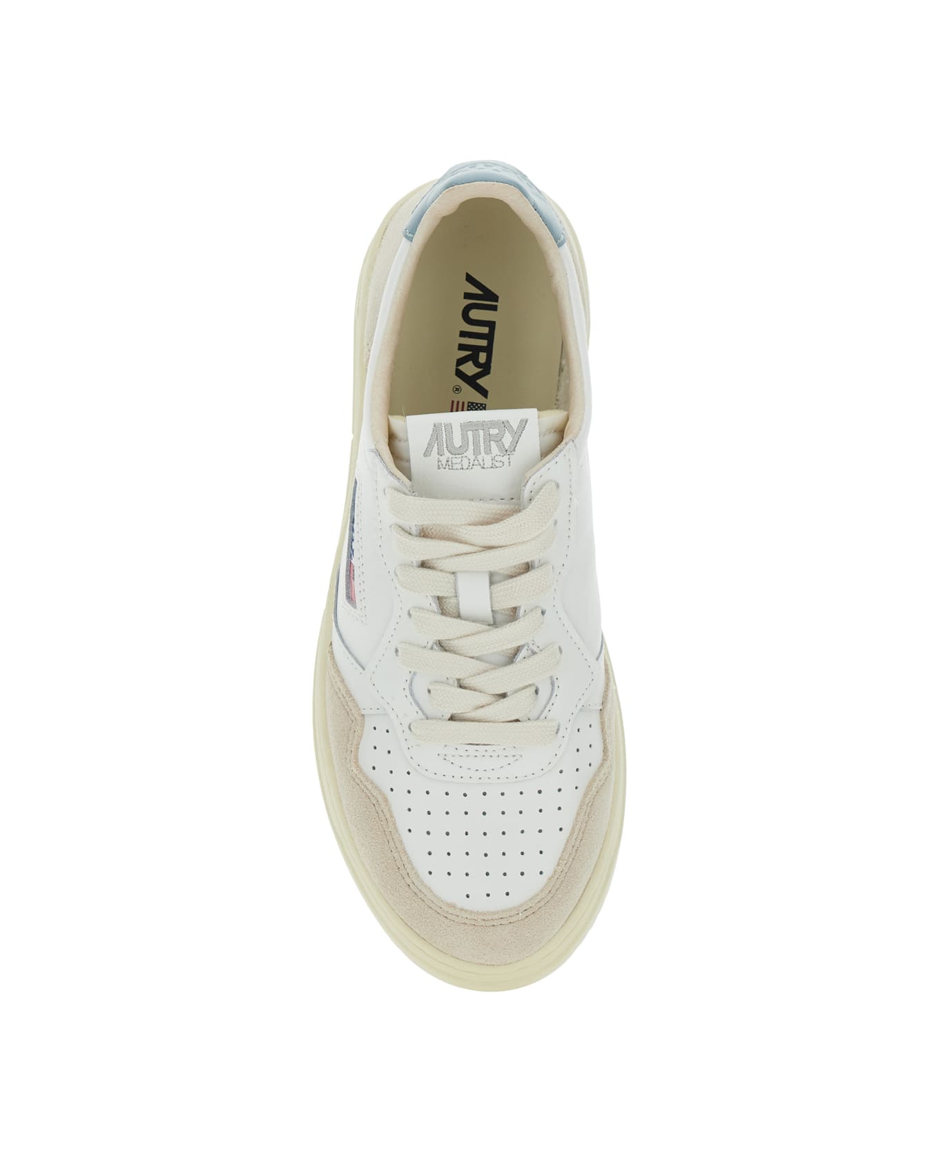 Autry 'medalist' White Low Top Sneakers With Logo Patch On Tongue And Side In Leather Blend Woman - White