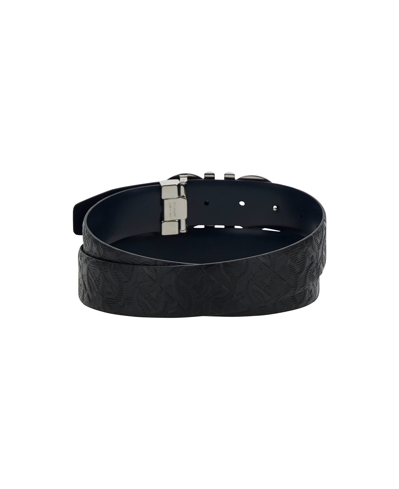 Ferragamo Black Leather Belt With Logo Buckle - Black