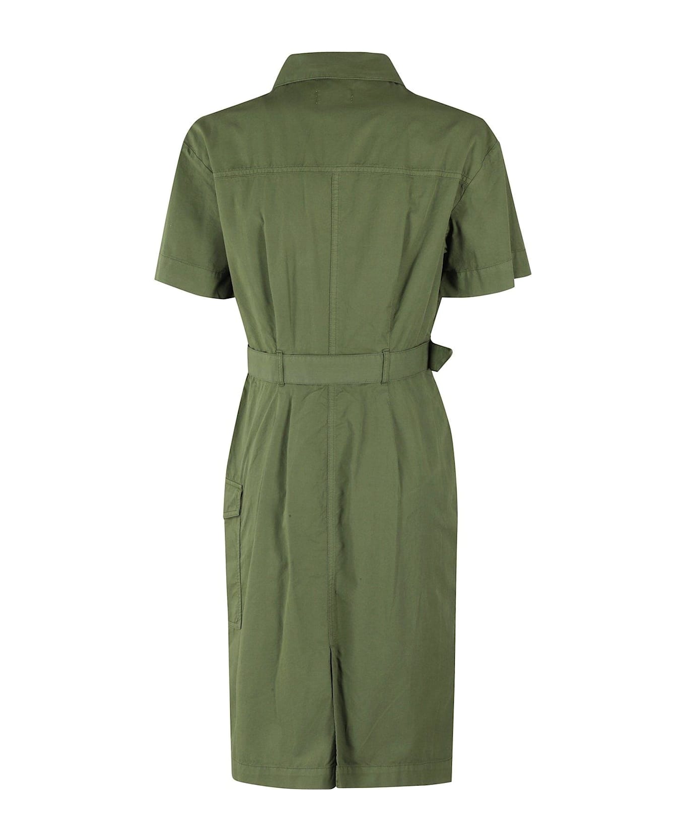 Woolrich Button Detailed Belted Dress - Cypress