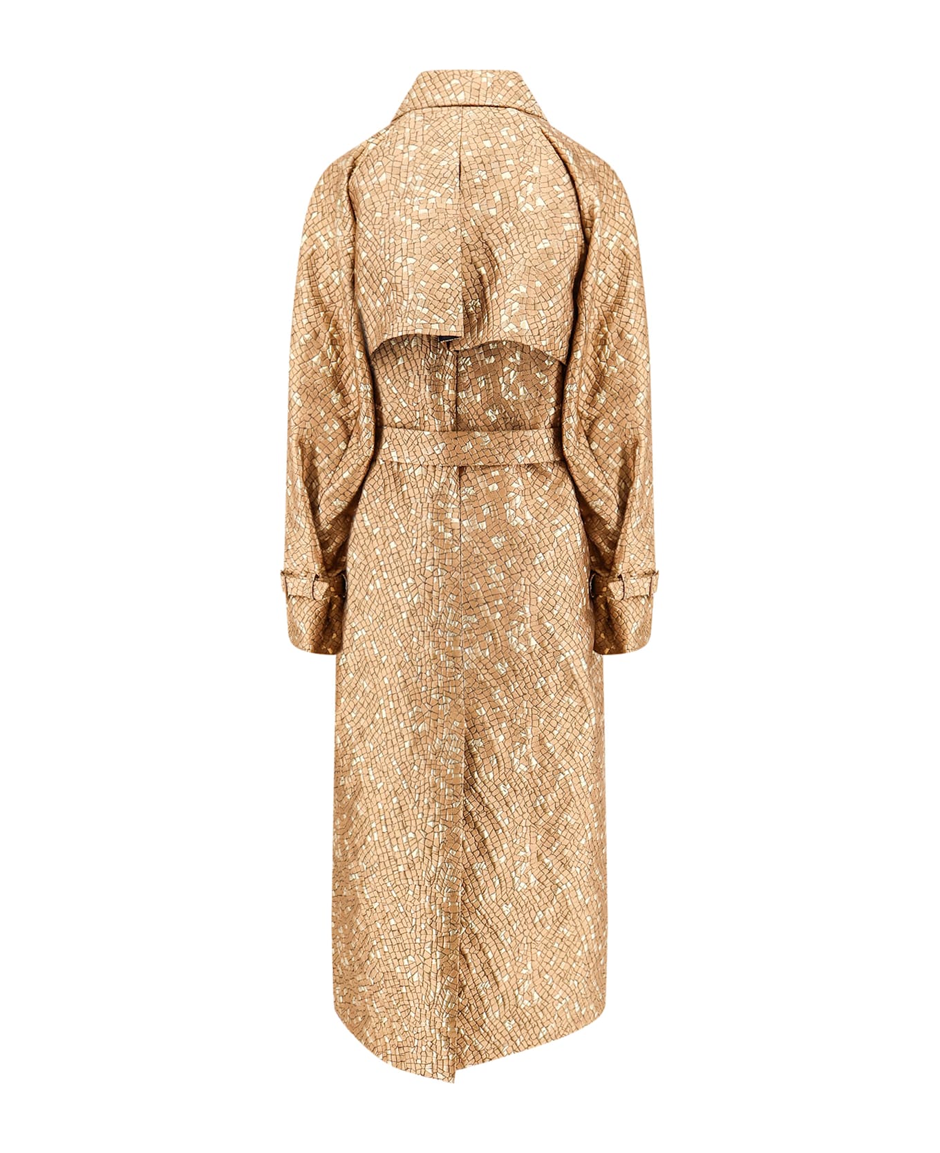 Max Mara Salsa Oversize Jacquard Fabric Trench With Mosaic Effect - Brown