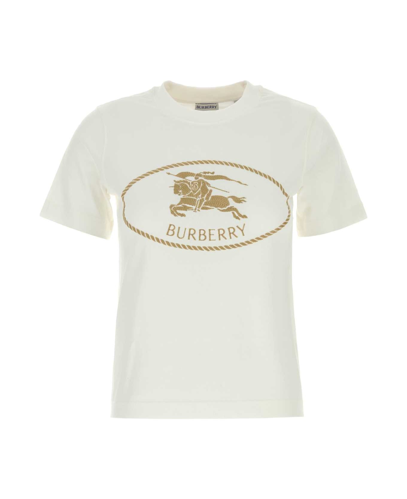 Burberry White Cotton T-shirt - CHALK