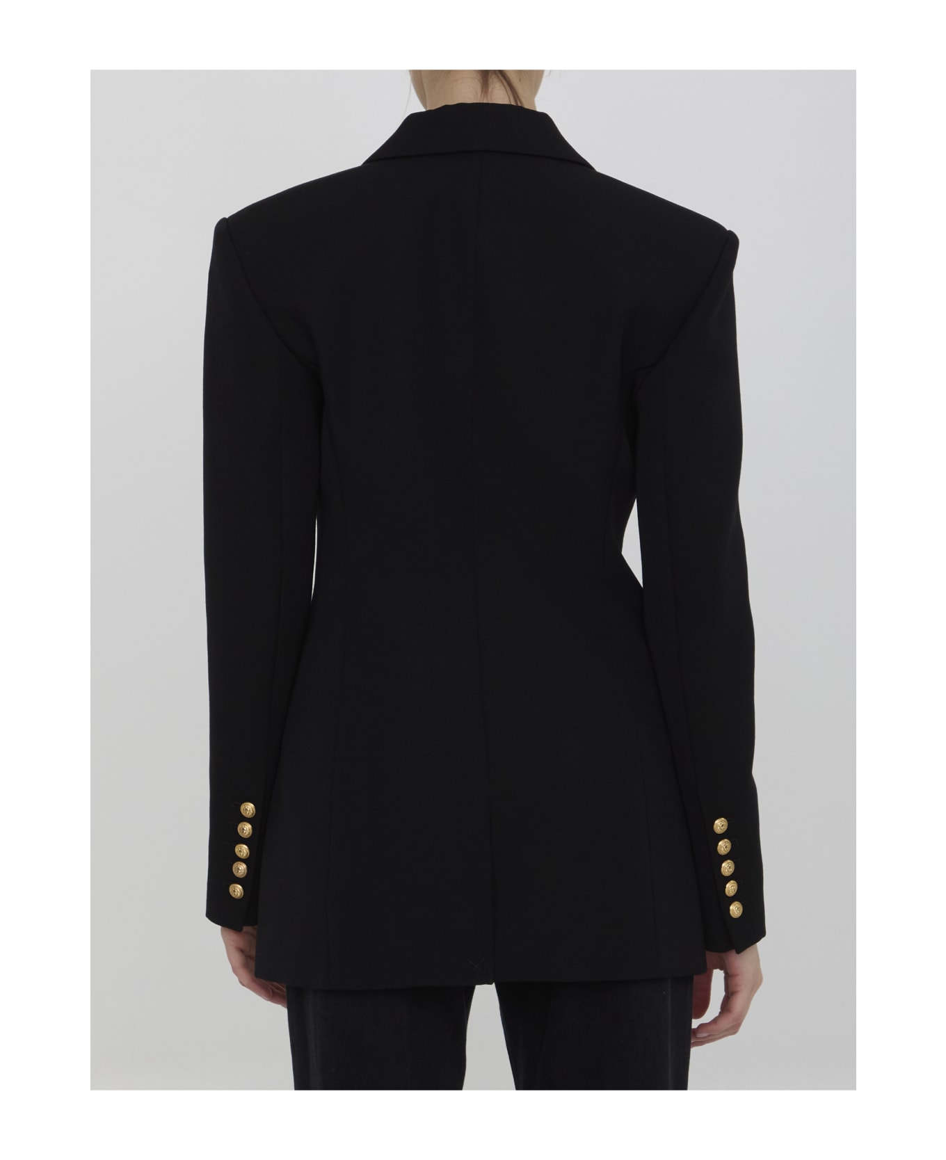 Balmain Double-breasted Jacket In Wool - BLACK