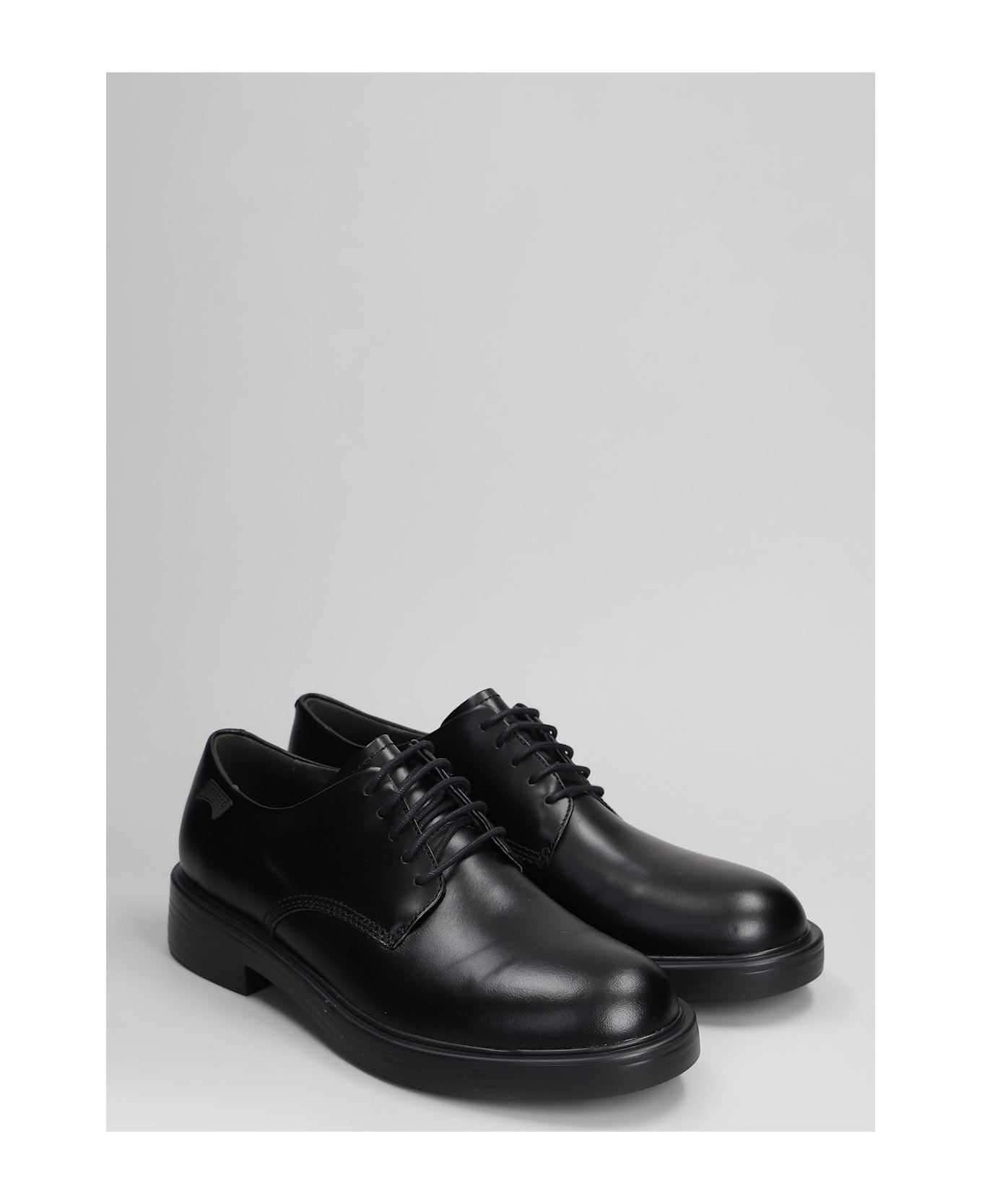 Camper Dean Lace Up Shoes In Black Leather - DEAN NEGRO