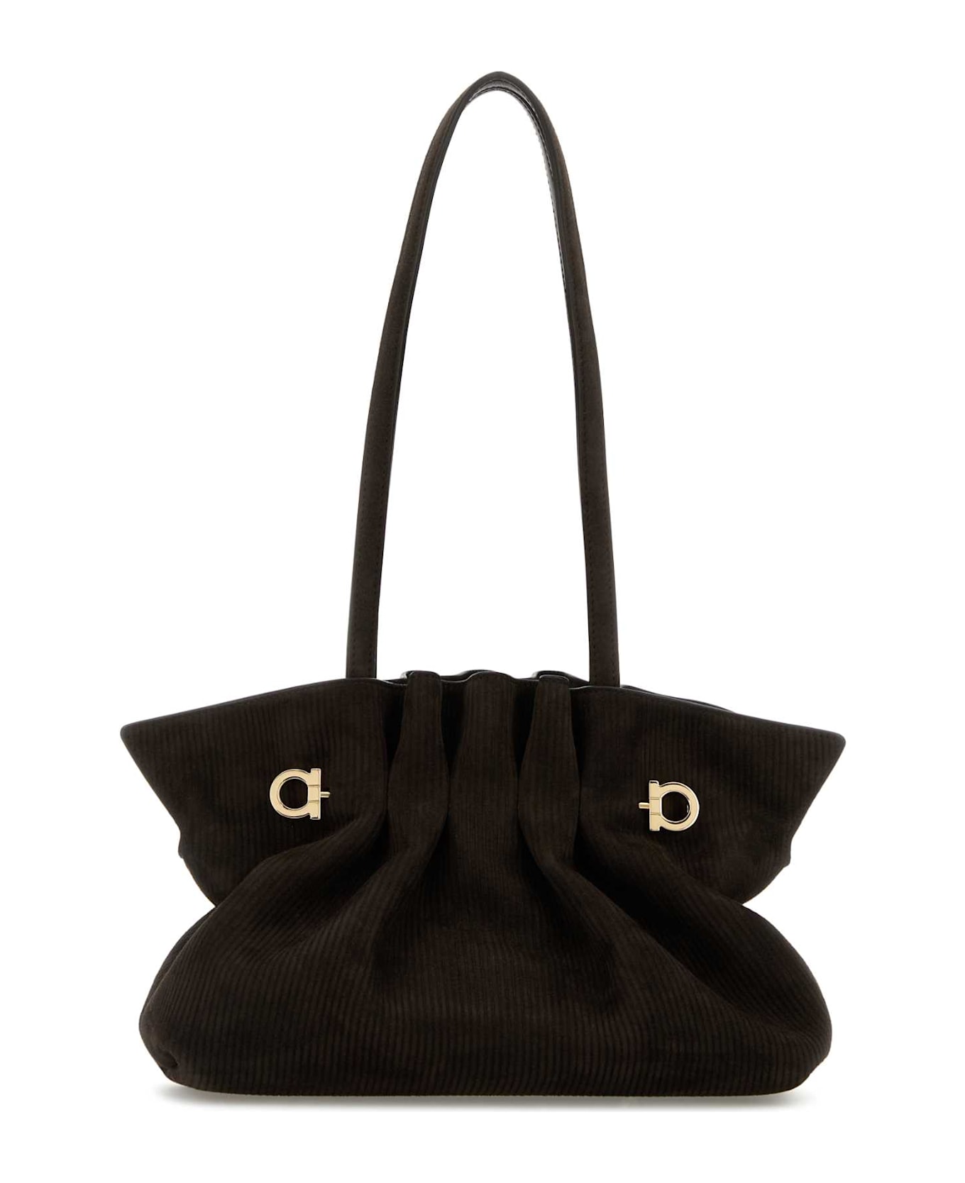Ferragamo Dark Brown Suede Shoulder Bag - TESTADIMTESTADIMTMORO