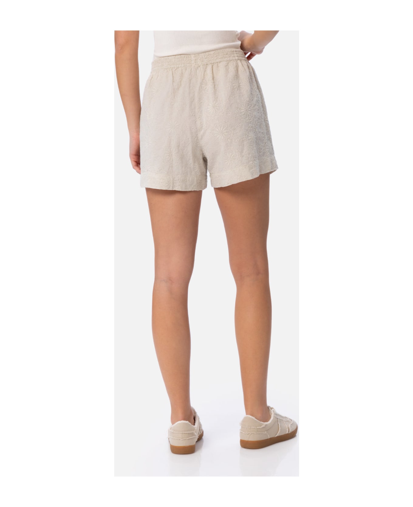MC2 Saint Barth Woman Sangallo Cotton Pull Up Shorts Meave - WHITE