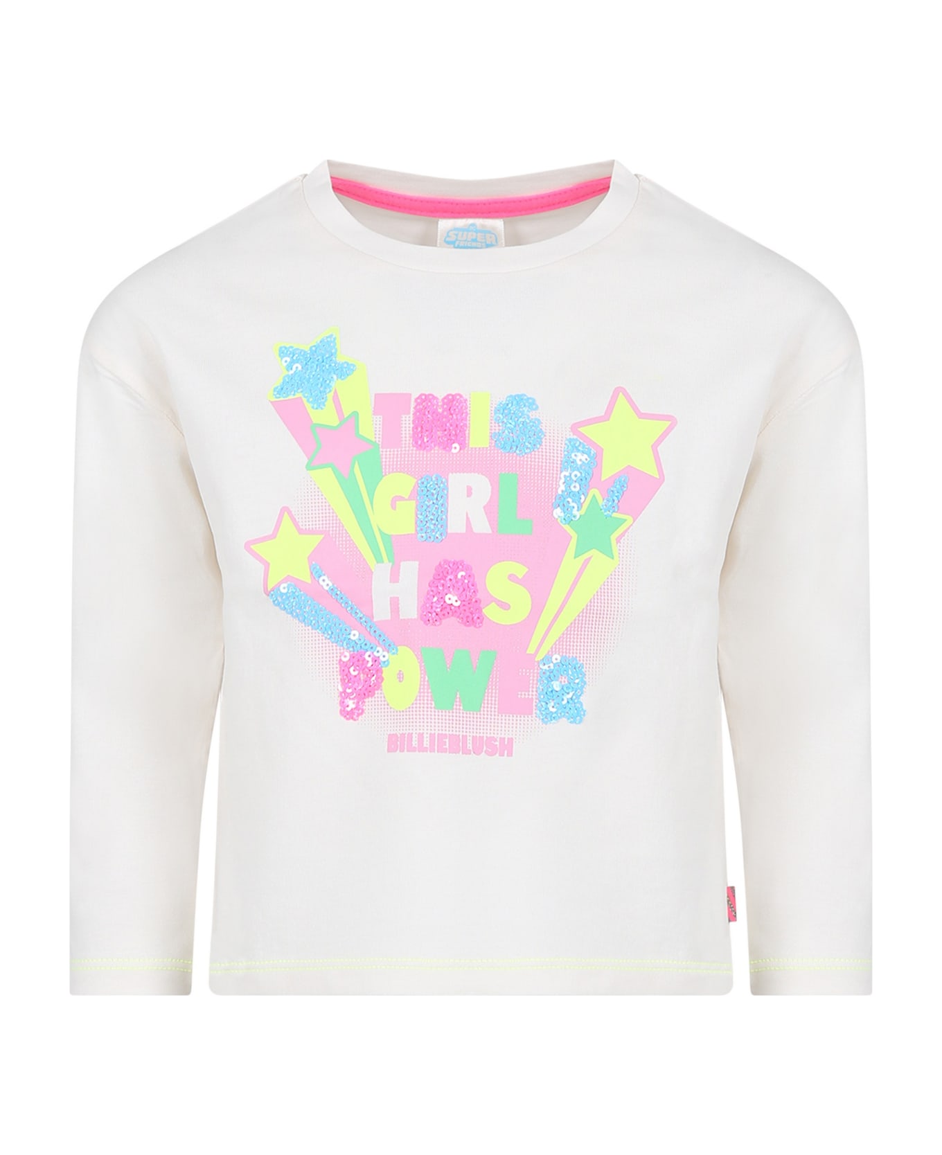 Billieblush Ivory T-shirt For Girl With Writing - Ivory Tシャツ＆ポロシャツ
