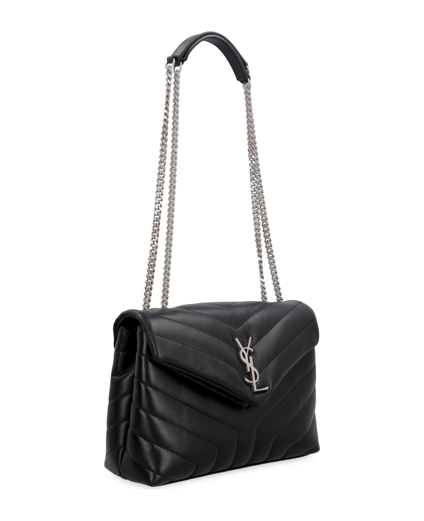 Saint Laurent Loulou Leather Shoulder Bag - BLACK