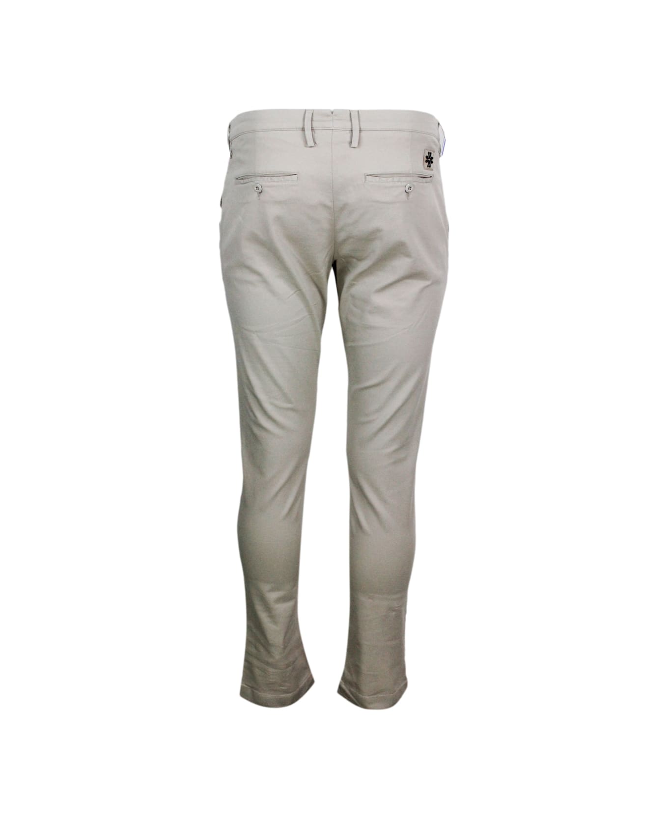 Jacob Cohen Luxury Edition Bobby Chino Trousers In Soft Stretch Cotton With Slant Pockets With Zip And Button Closure And Lacquered Button - Beige