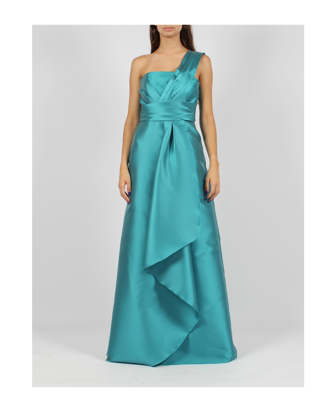 Alberta Ferretti Mikado Long One-shoulder Dress - Blue