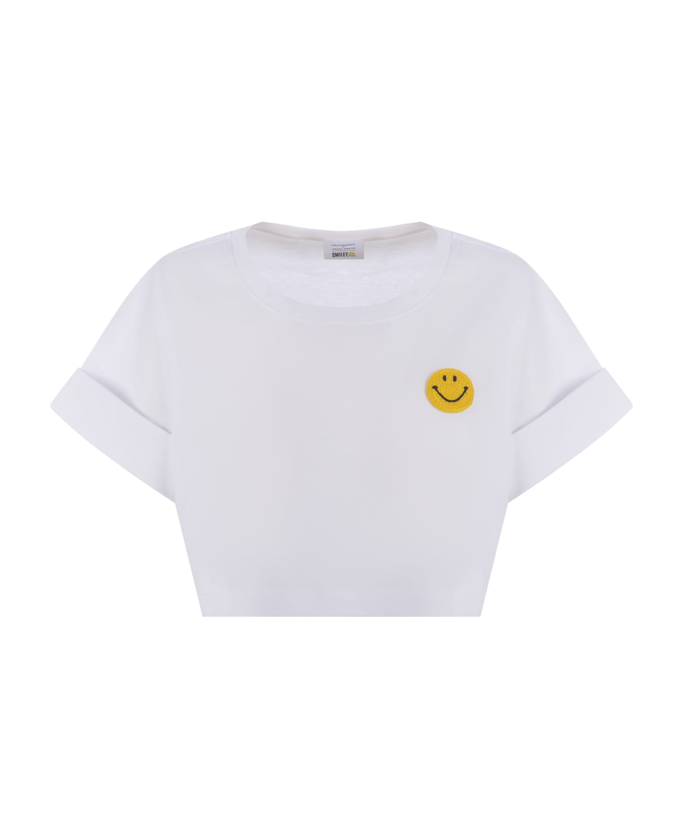 Philosophy di Lorenzo Serafini T-shirt Philosophy Di Lorenzo Serafini X Smiley Cropped In Cotone - Bianco