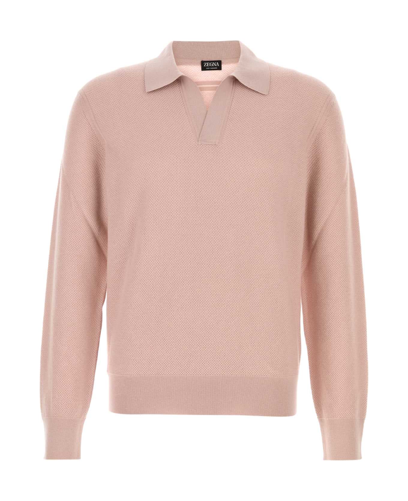 Zegna Pink Cashmere Polo Shirt - R02