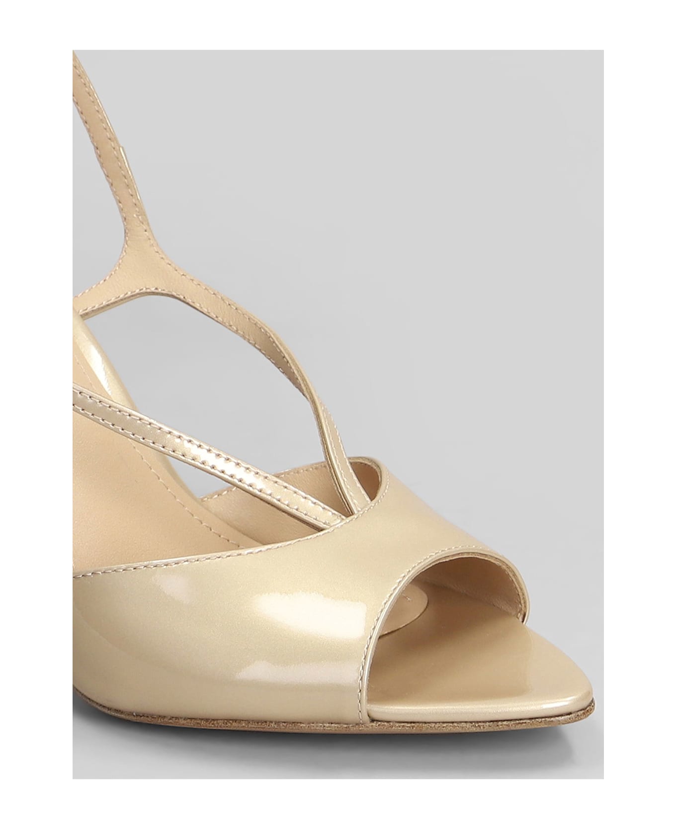Lola Cruz Streep Heel 95 Sandals In Powder Leather - powder