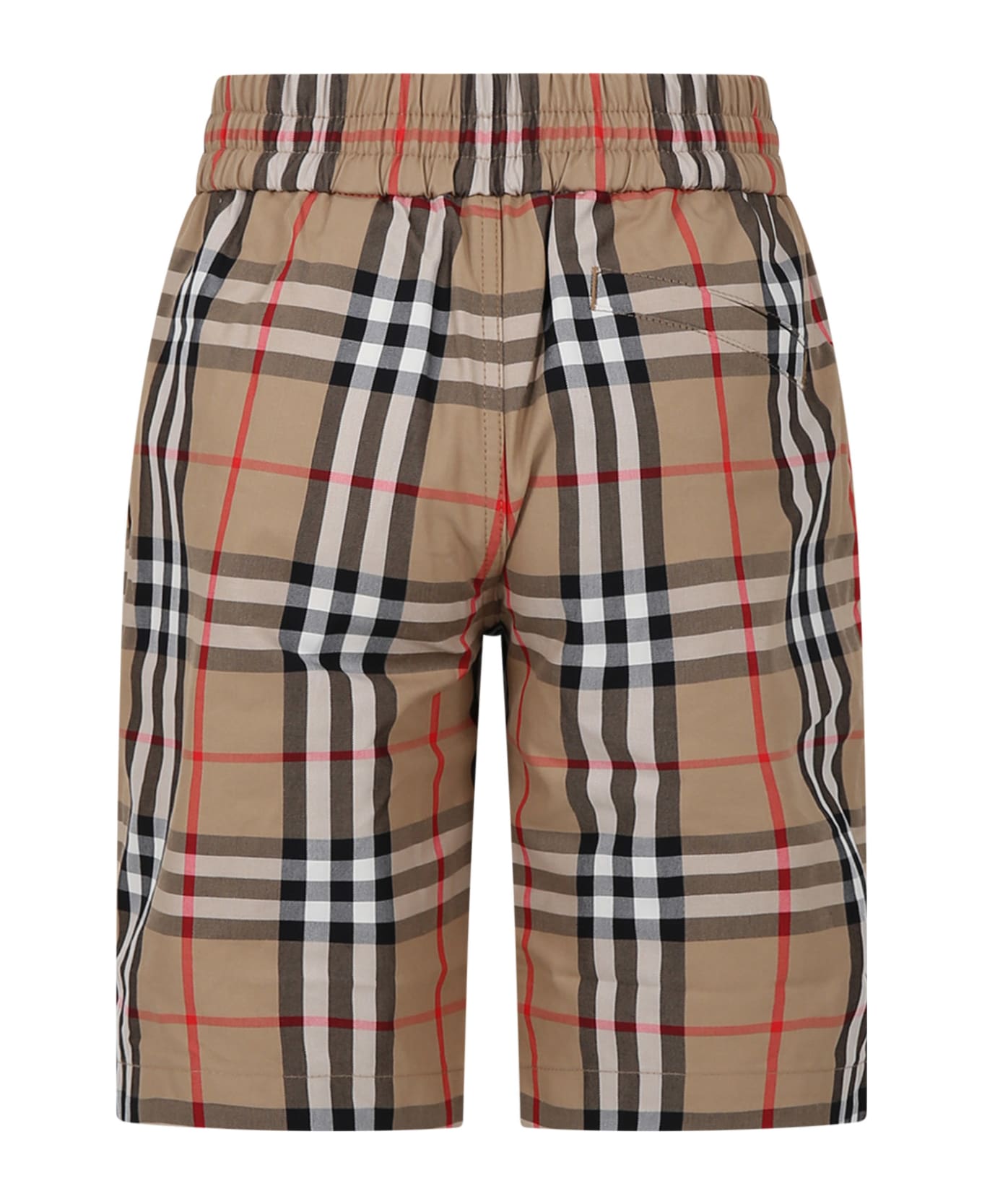 Burberry Beige Shorts For Boy With Iconic All-over Vintage Check - Beige