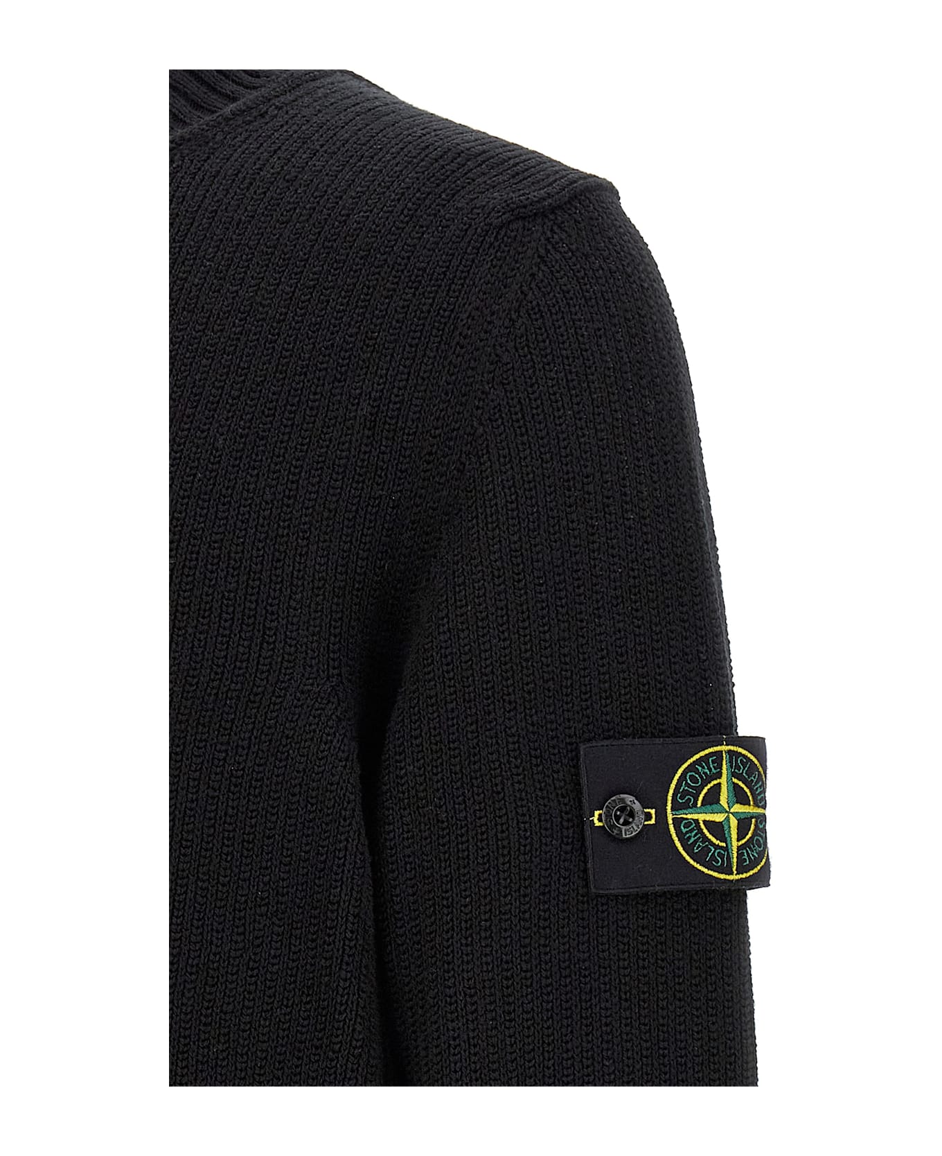 Stone Island Logo Badge Sweater - Black  