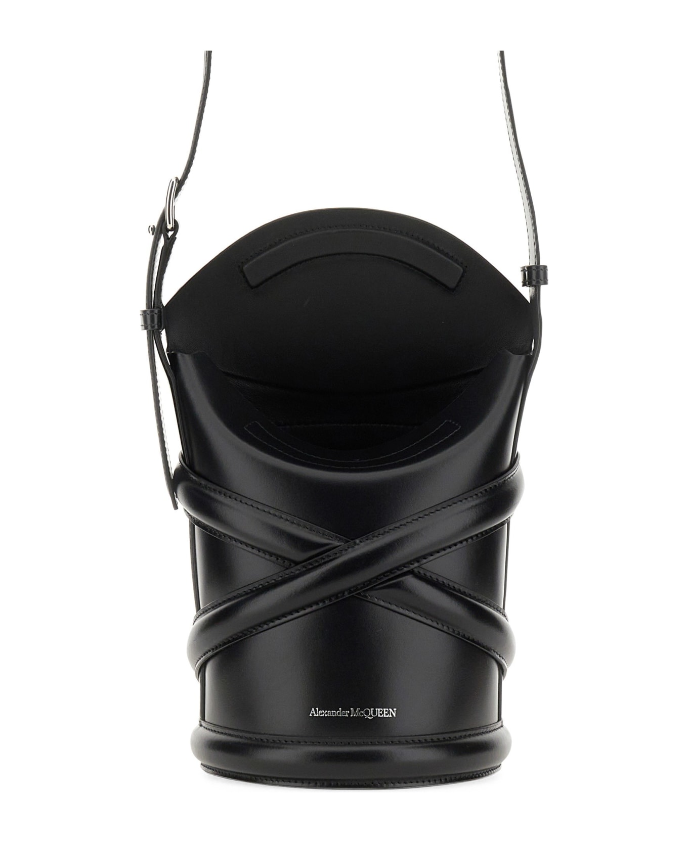 Alexander McQueen The Curve Leather Bucket Bag - Black