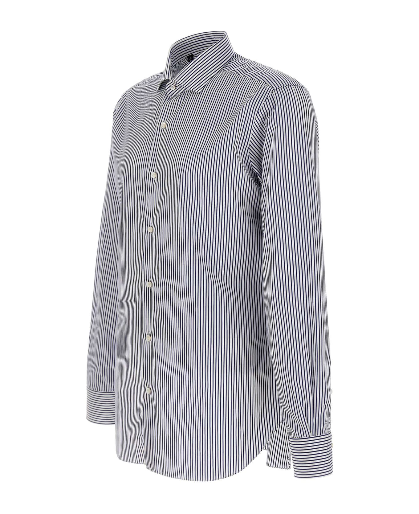 Barba Napoli Cotton Shirt - WHITE/BLUE