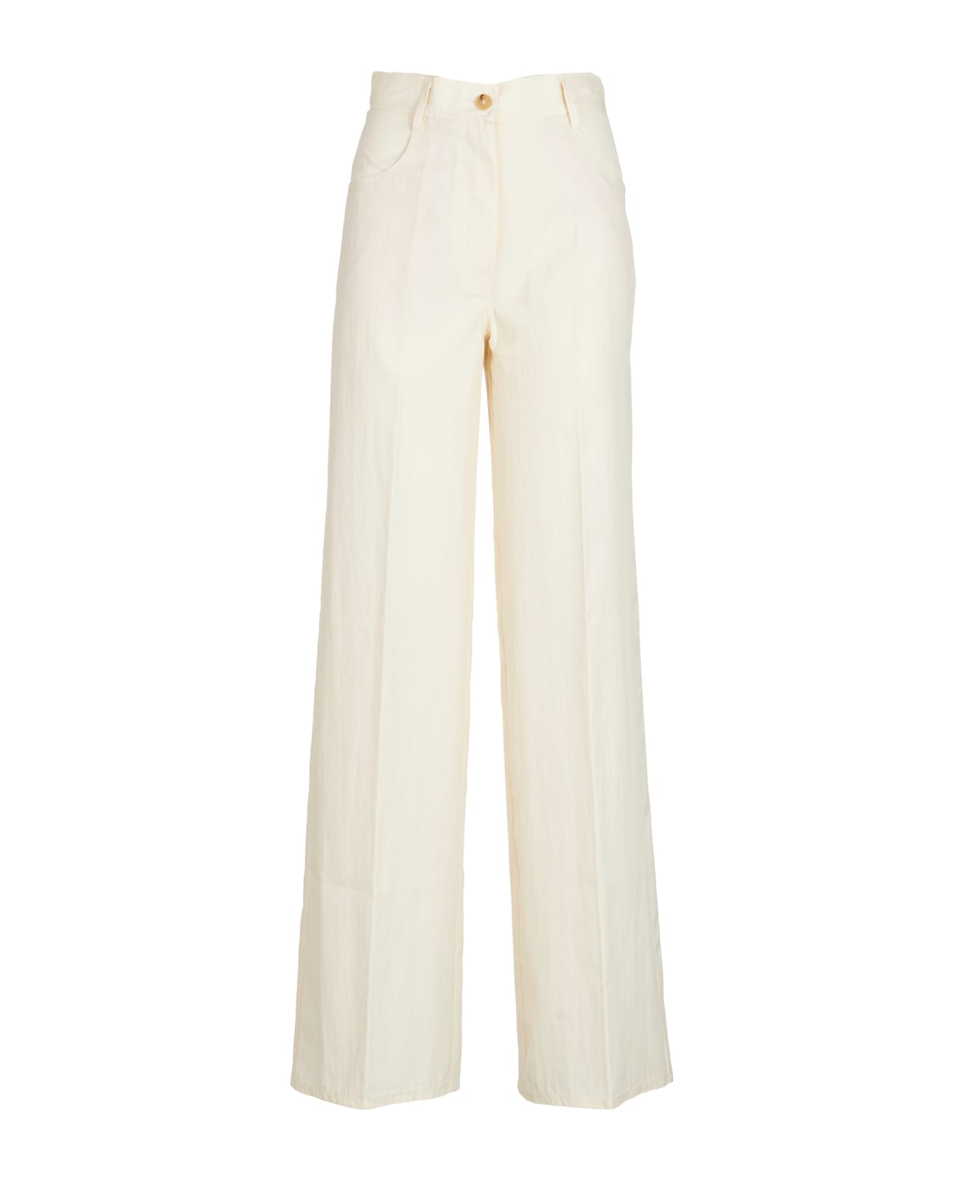 Forte_Forte Straight Buttoned Trousers - Ivory