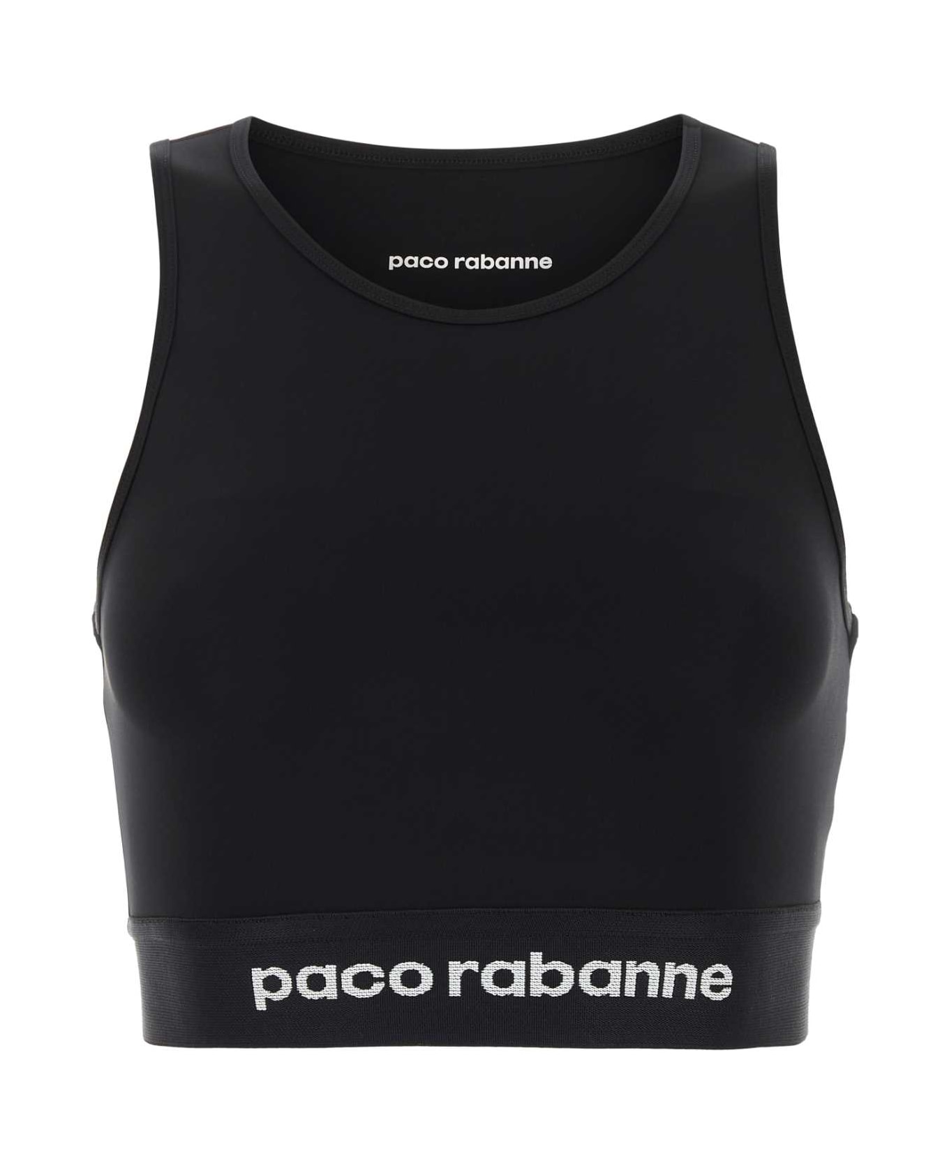 Paco Rabanne Black Stretch Nylon Top - BLACK タンクトップ