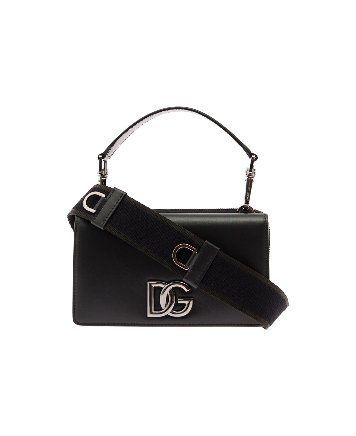 Dolce & Gabbana Black Leather Mini Handbag With Shoulder Strap And  Logo Plaque Dolce & Gabbana Man - Black