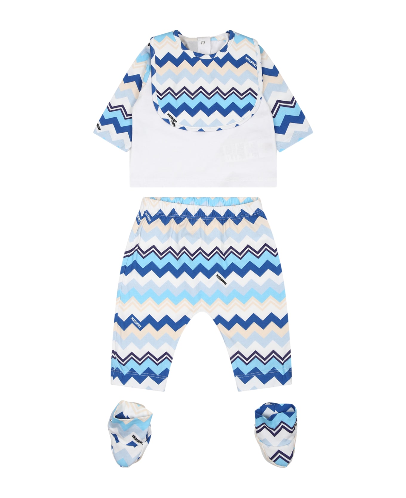 Missoni Kids White Suit For Baby Boy With Logo - Multicolor